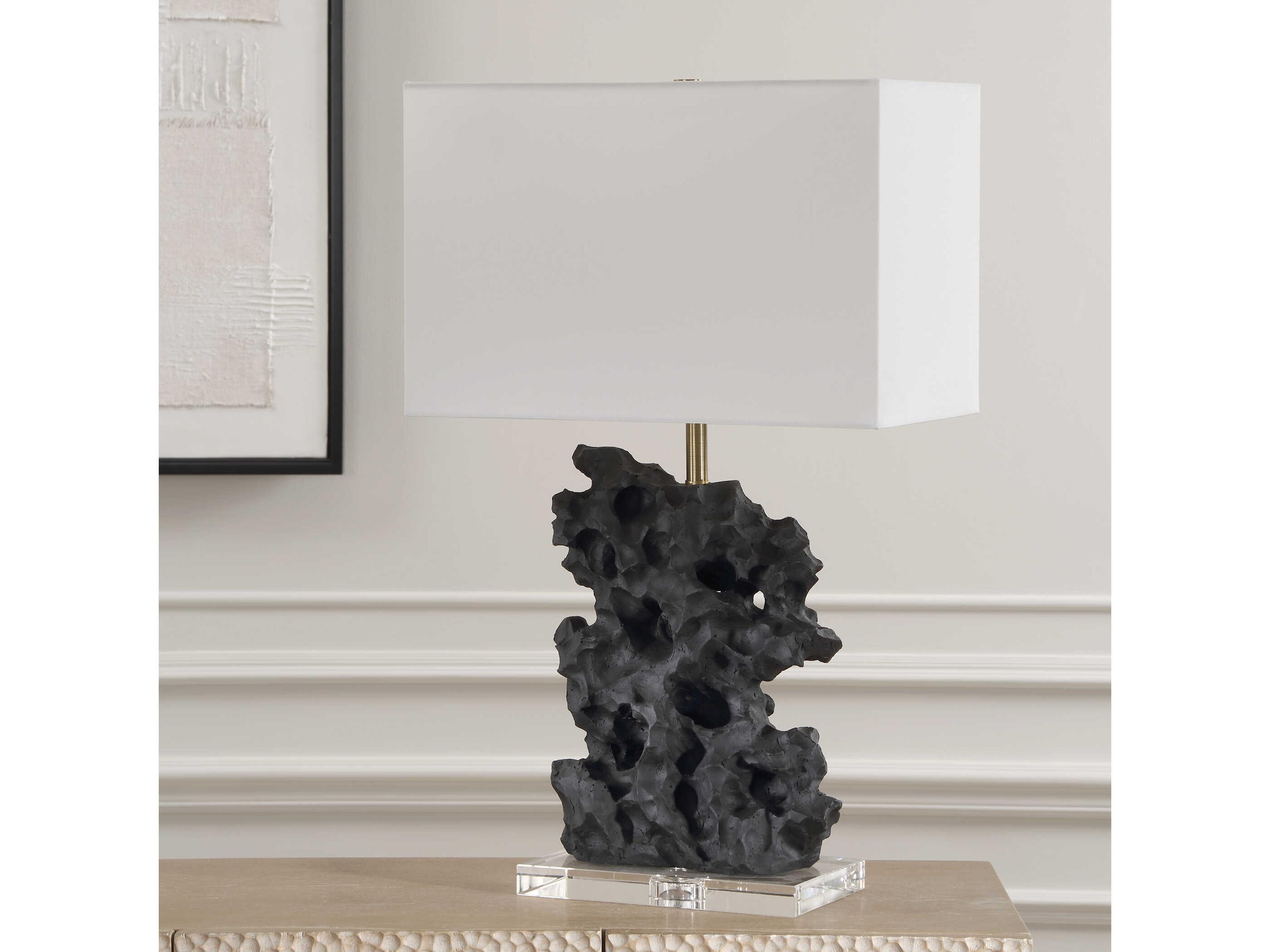 Uttermost Basalt Black Rectangle Drum Buffet Lamp