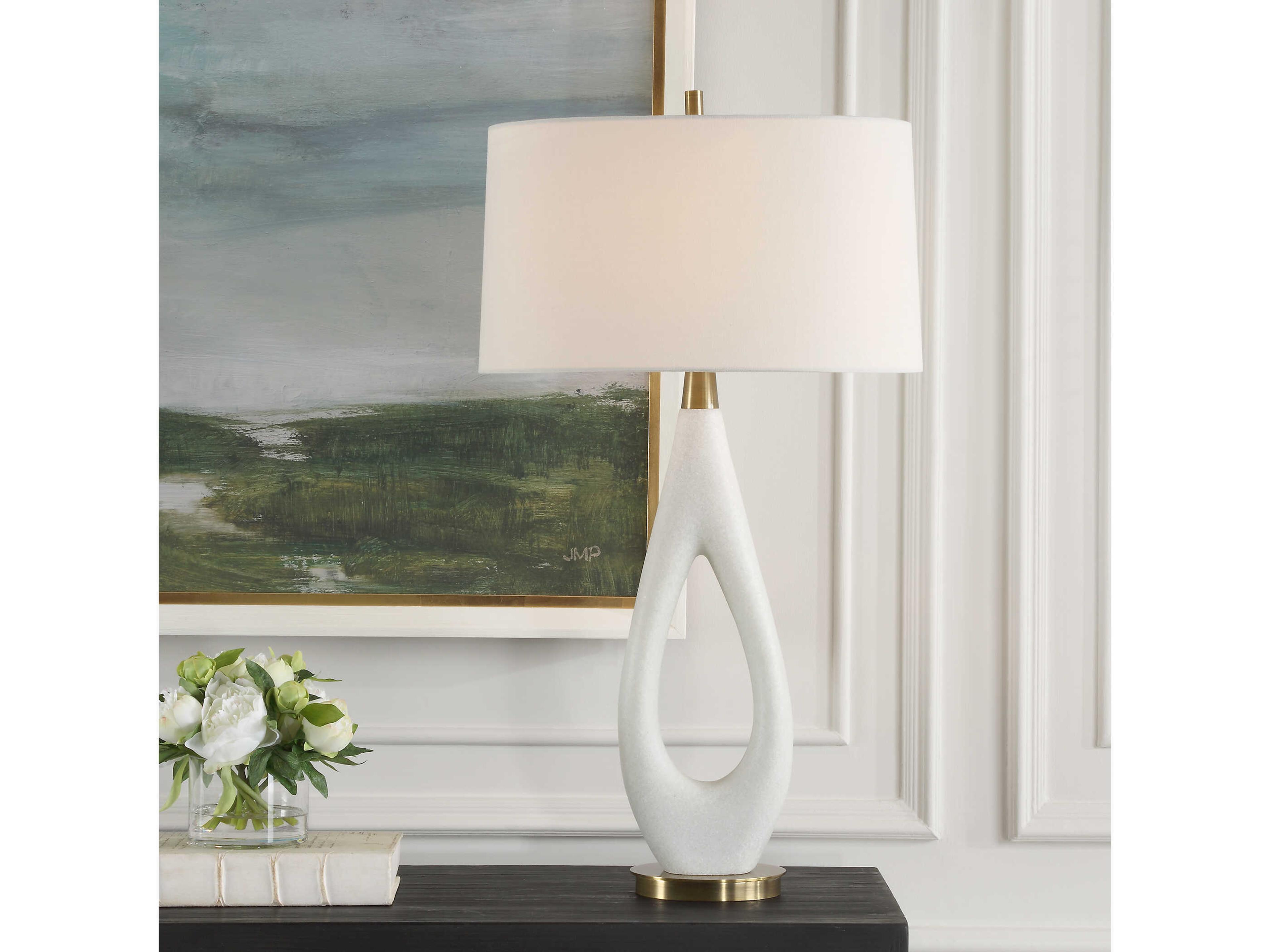 Uttermost Promenade Ivory Oval Hardback White Buffet Lamp
