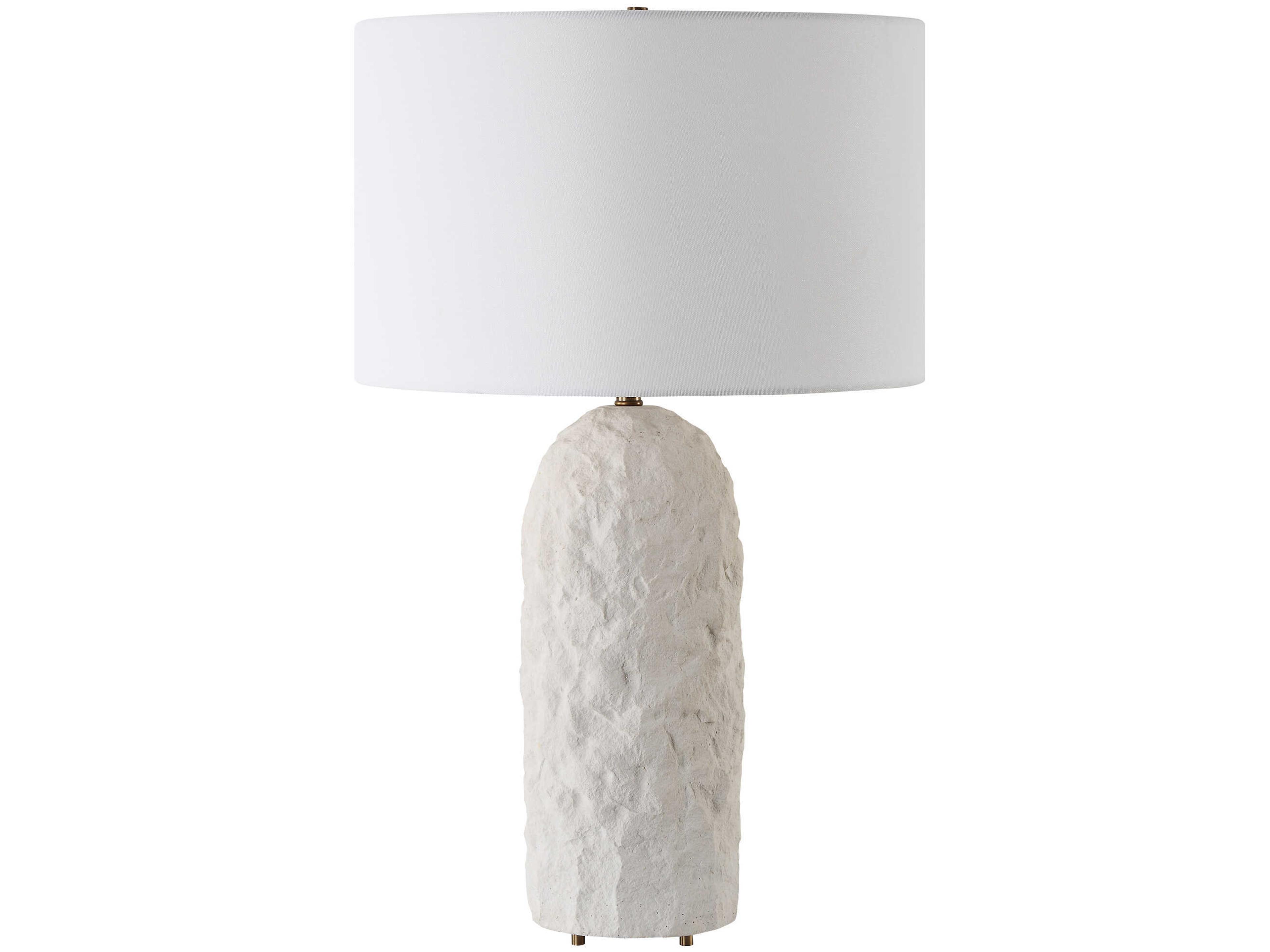 Uttermost Vieste White Sandstone Round Drum Hardback Buffet Lamp