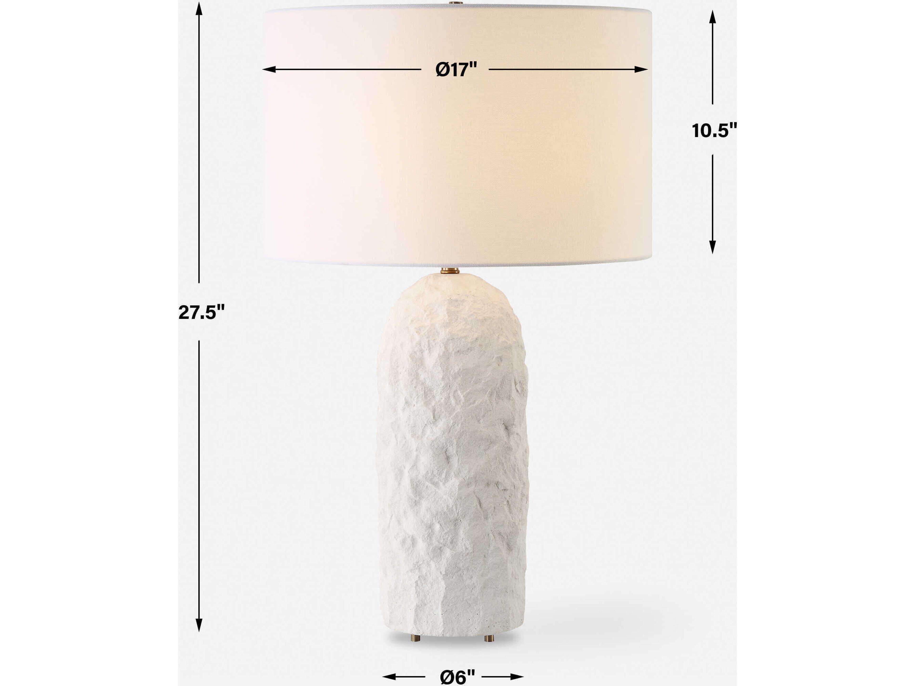 Uttermost Vieste White Sandstone Round Drum Hardback Buffet Lamp