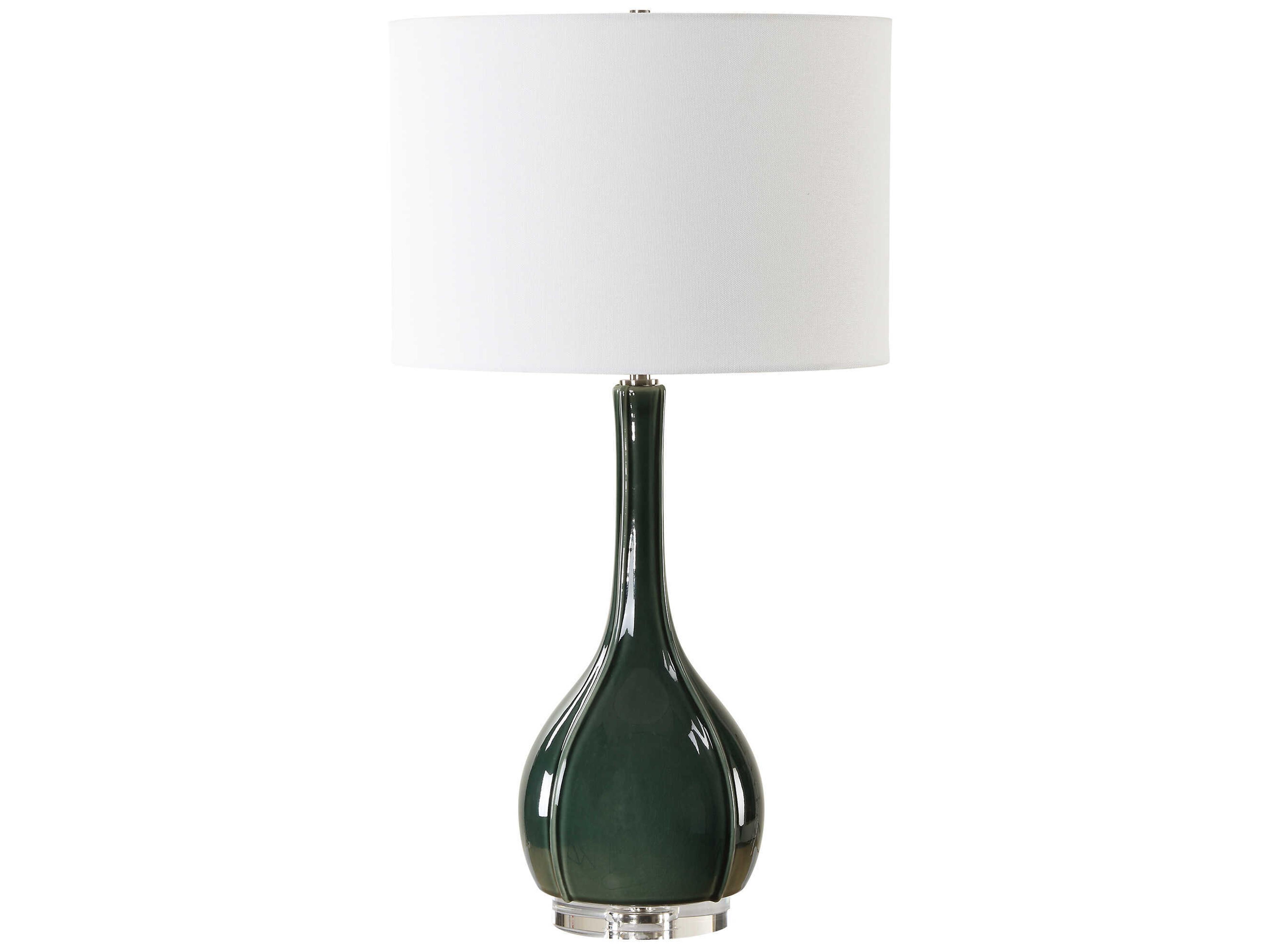 Uttermost Essex Hunter Green Round Drum Hardback Buffet Lamp