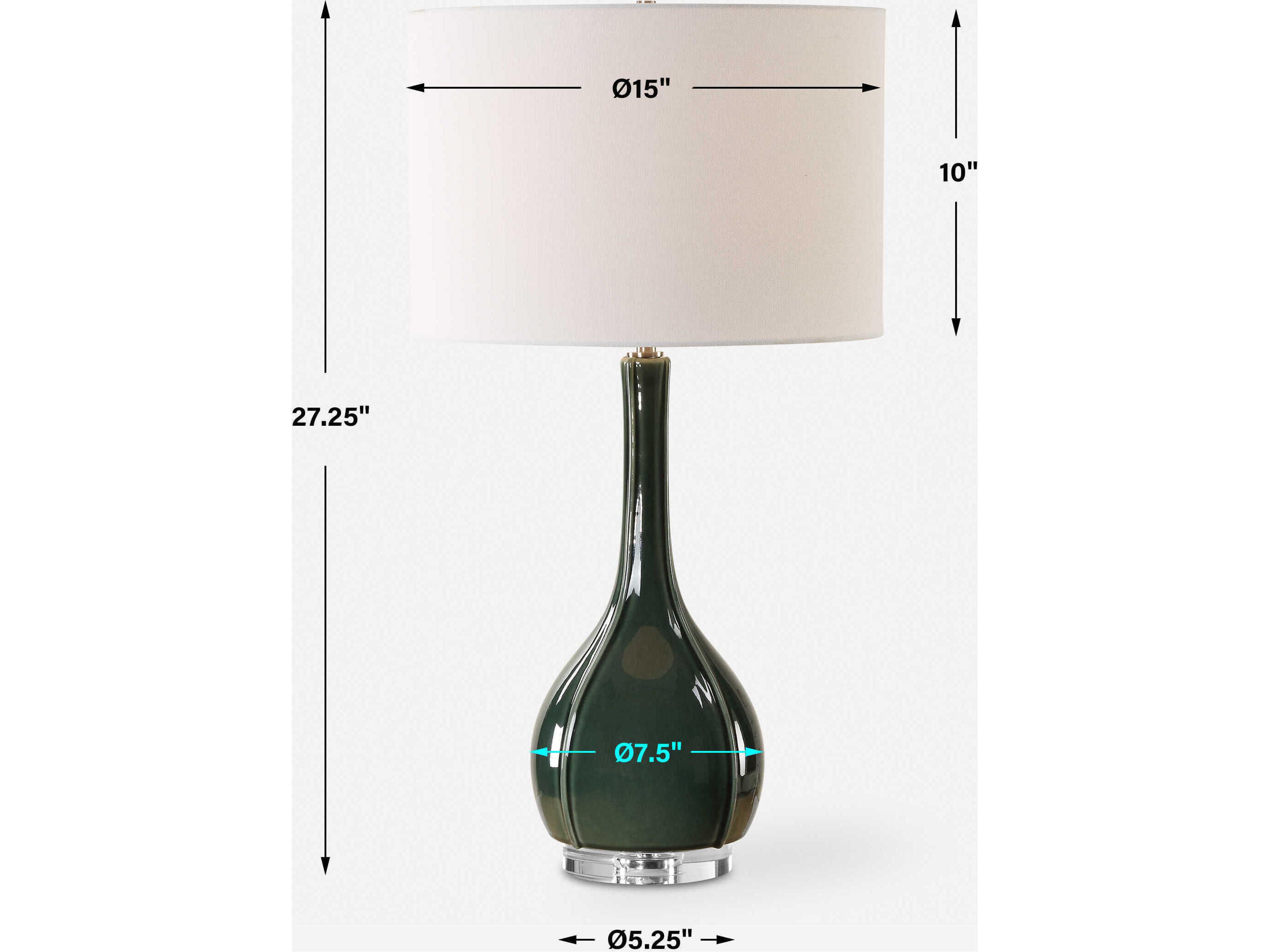 Uttermost Essex Hunter Green Round Drum Hardback Buffet Lamp