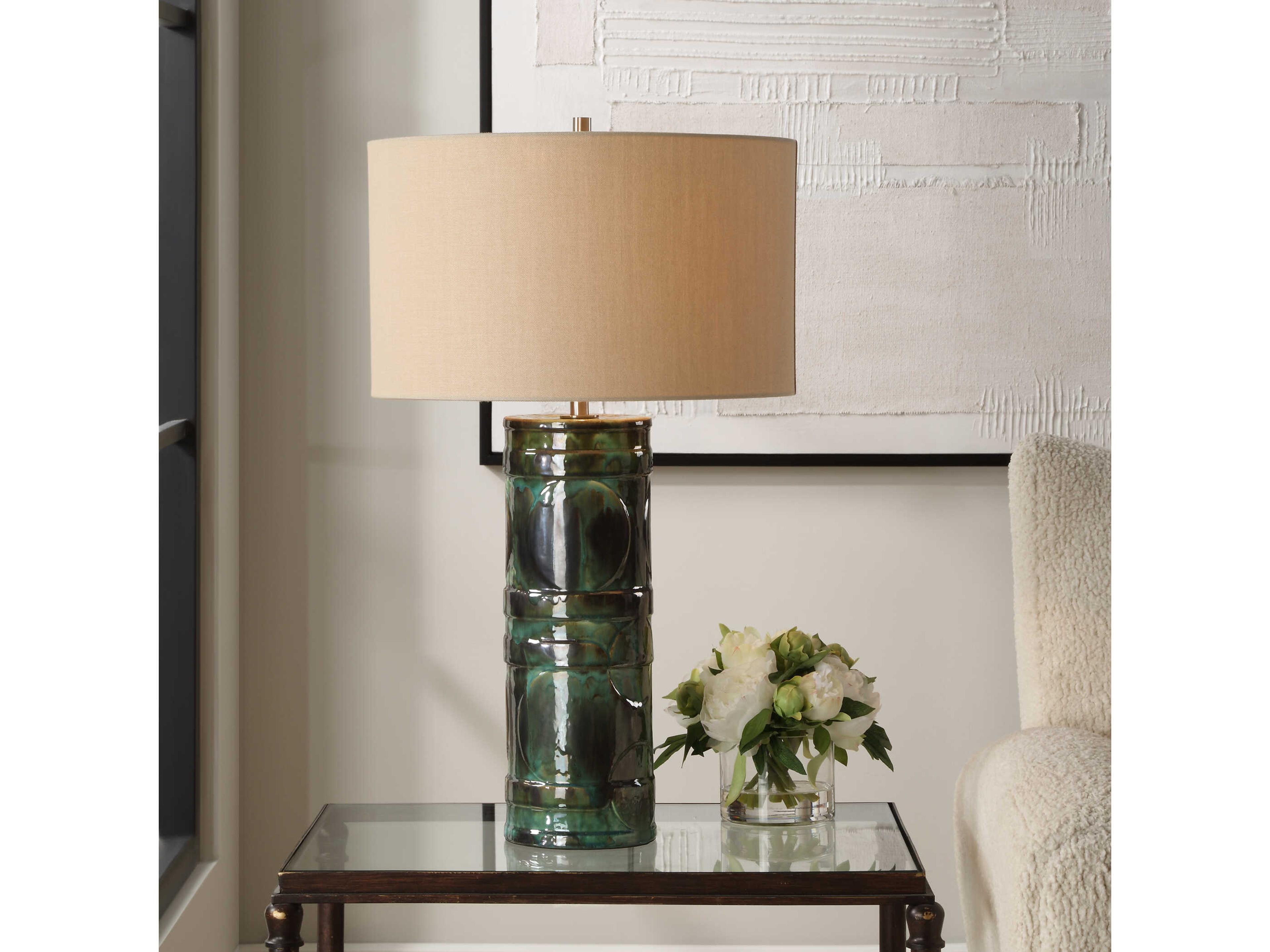Uttermost Loch Peacock Green Slate Buffet Lamp