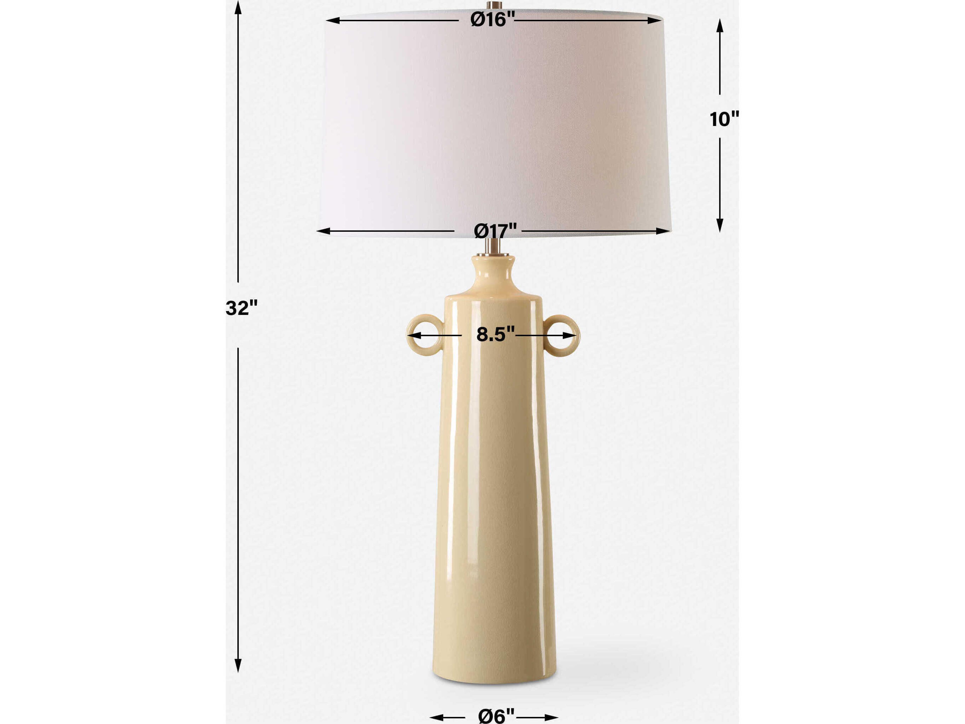 Uttermost Florero Pale Yellow Taper Drum Hardback Buffet Lamp