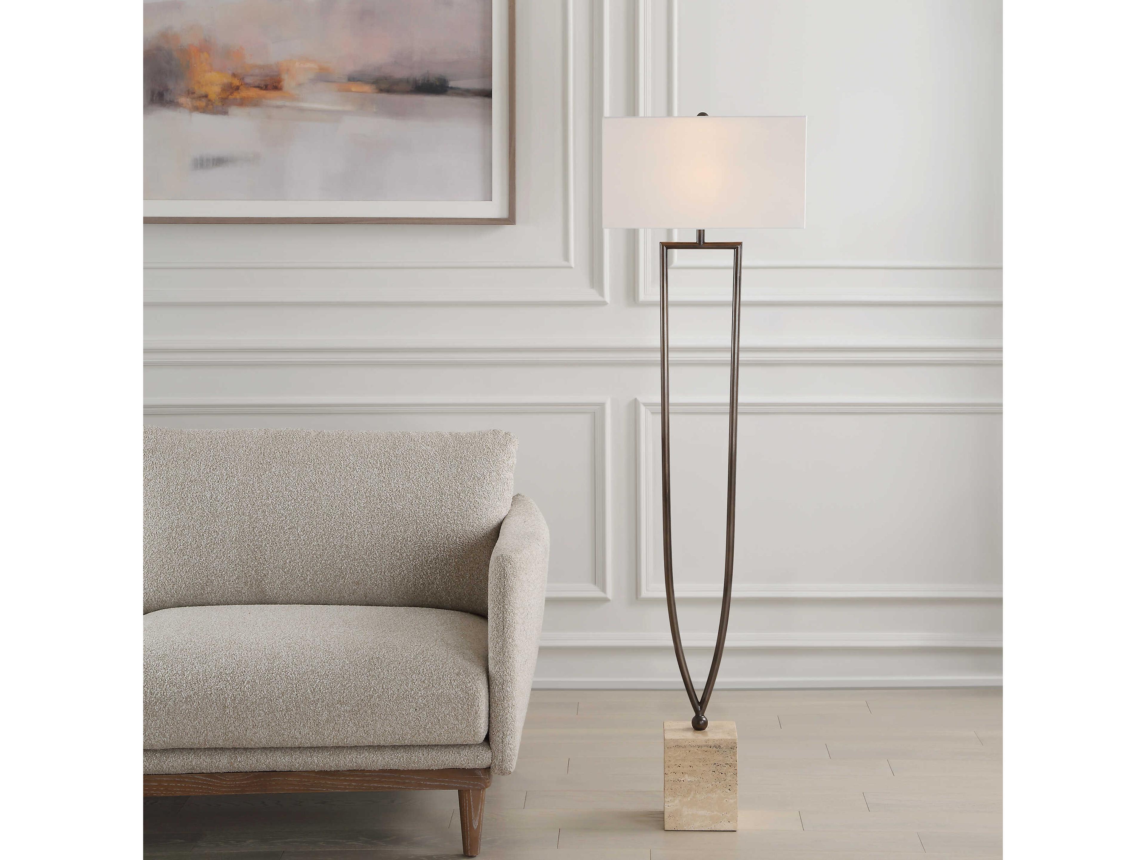 Uttermost Fork In The Road Warm Dark Bronze Rectangle Hardback Floor Lamp