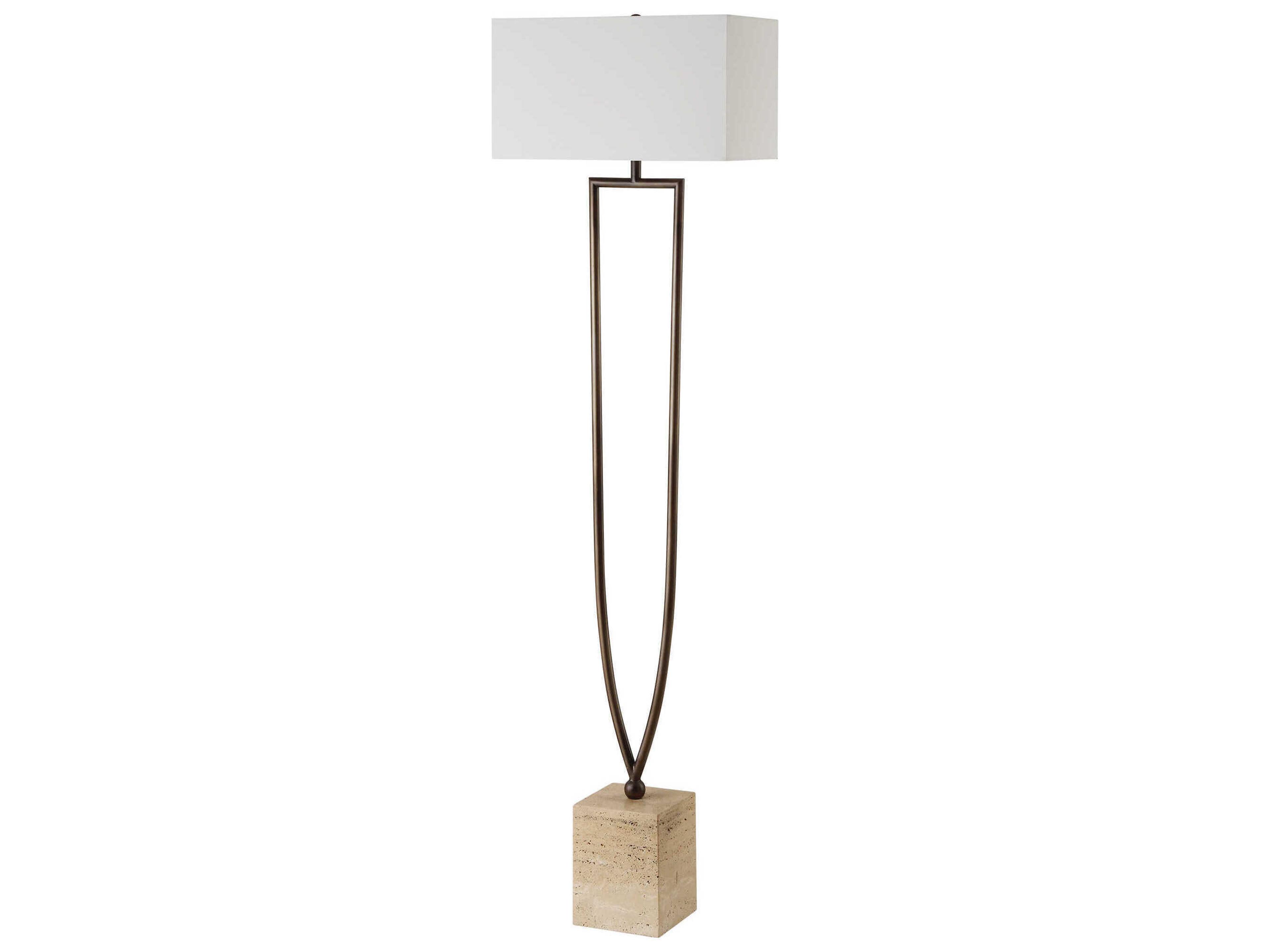 Fork In The Road Warm Dark Bronze Rectangle Hardback Floor Lamp