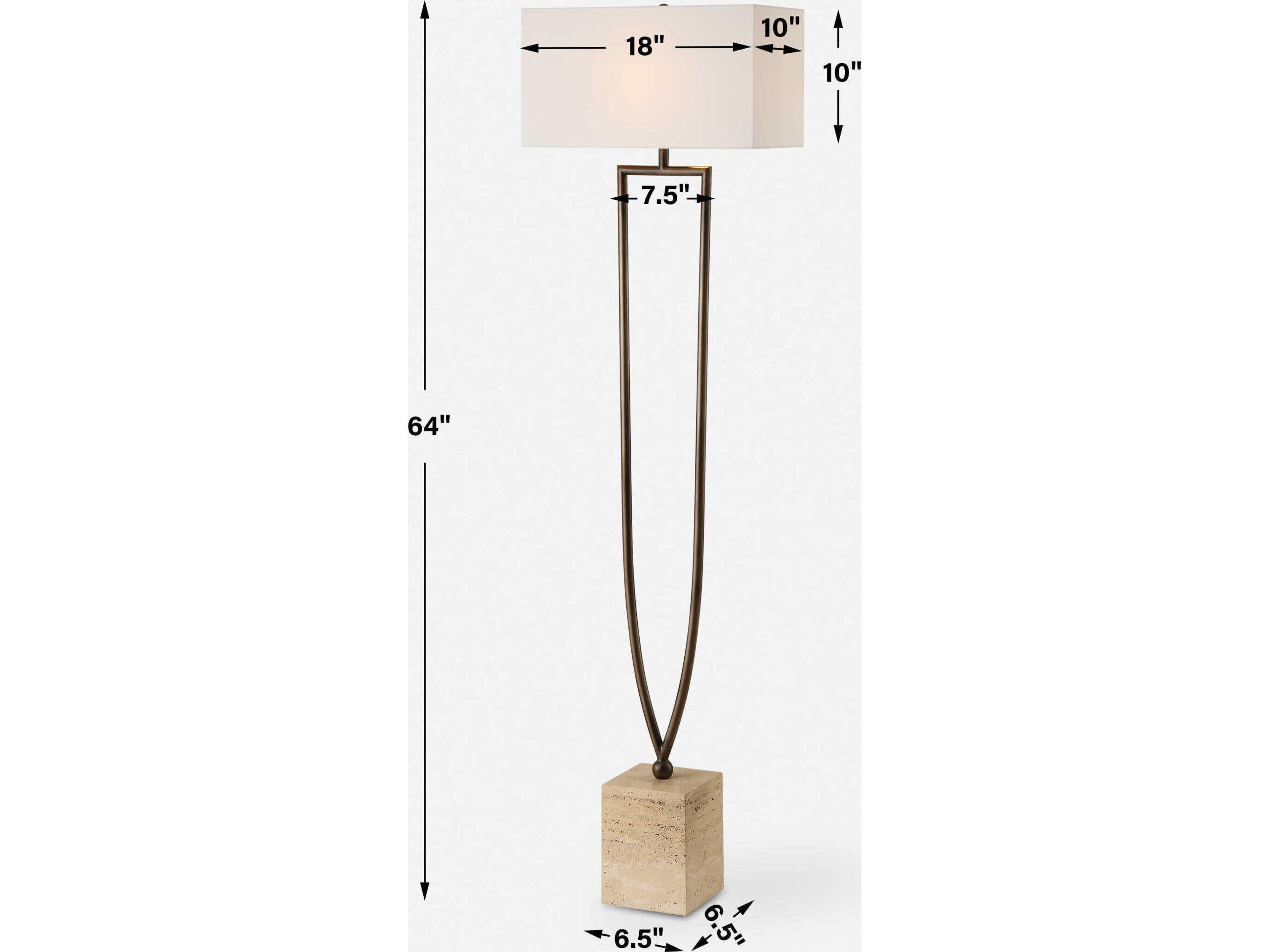 Uttermost Fork In The Road Warm Dark Bronze Rectangle Hardback Floor Lamp