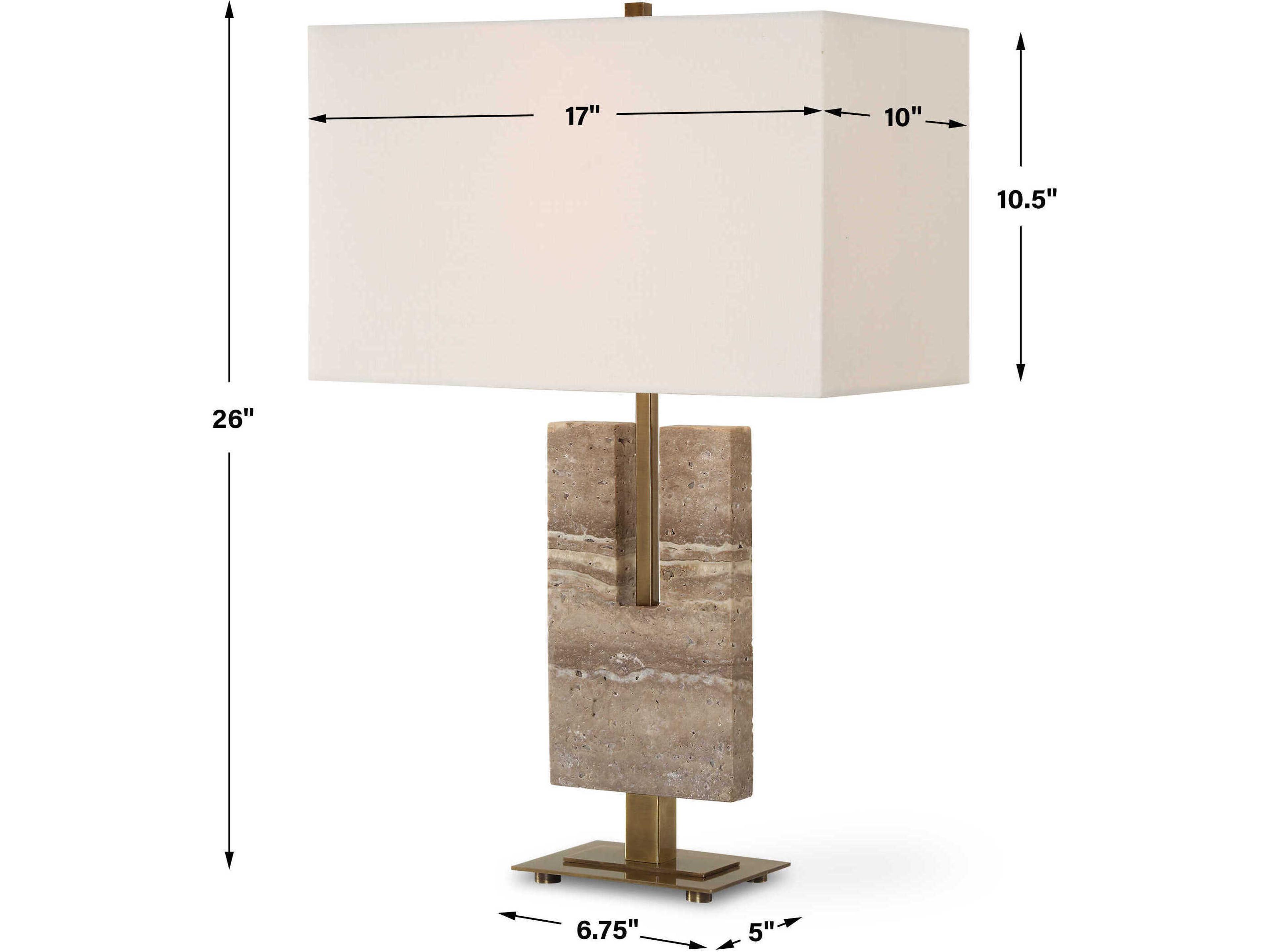 Uttermost Turning Point Honed Travertine Rectangle Fabric Brown Buffet Lamp