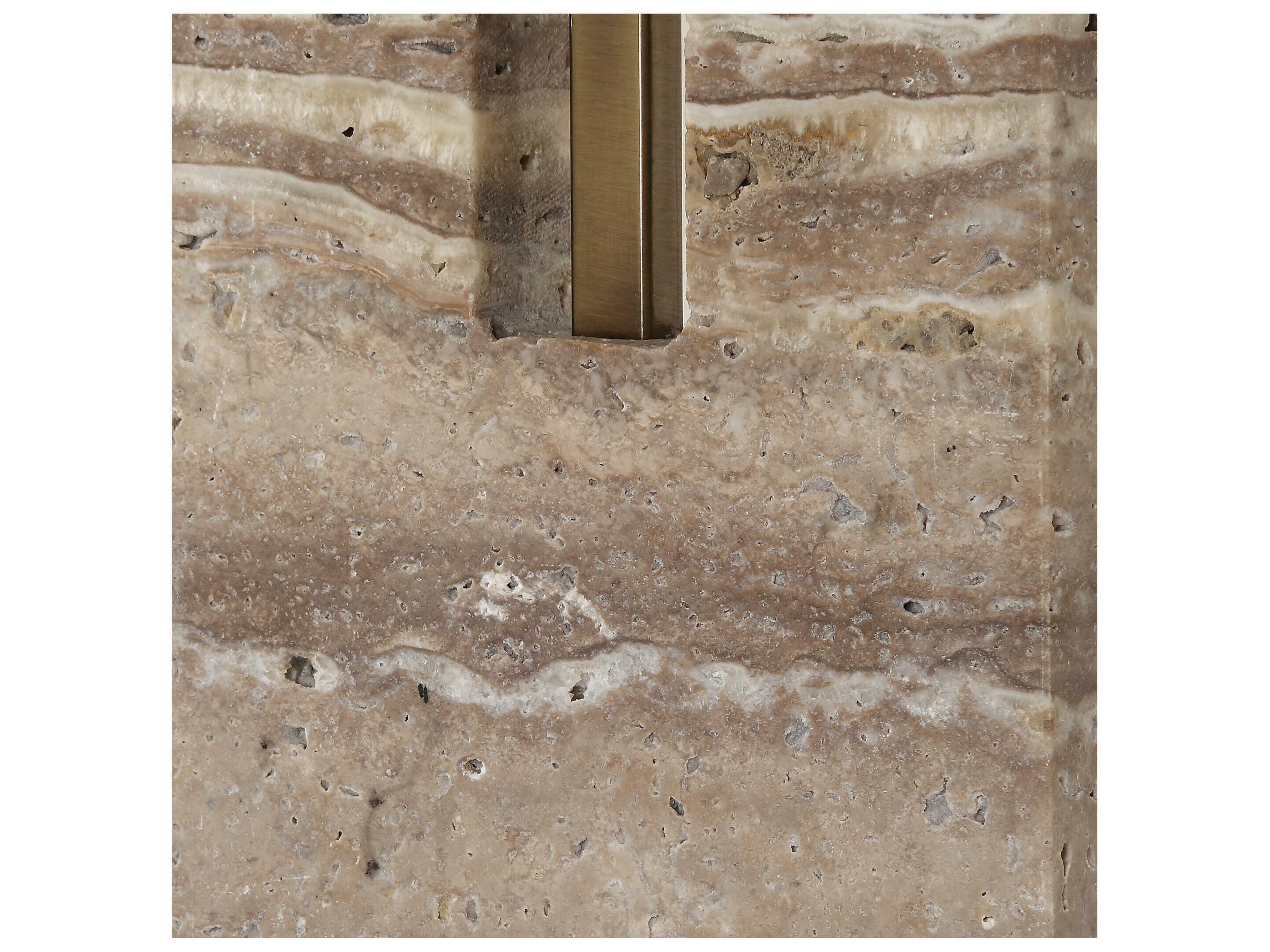 Uttermost Turning Point Honed Travertine Rectangle Fabric Brown Buffet Lamp