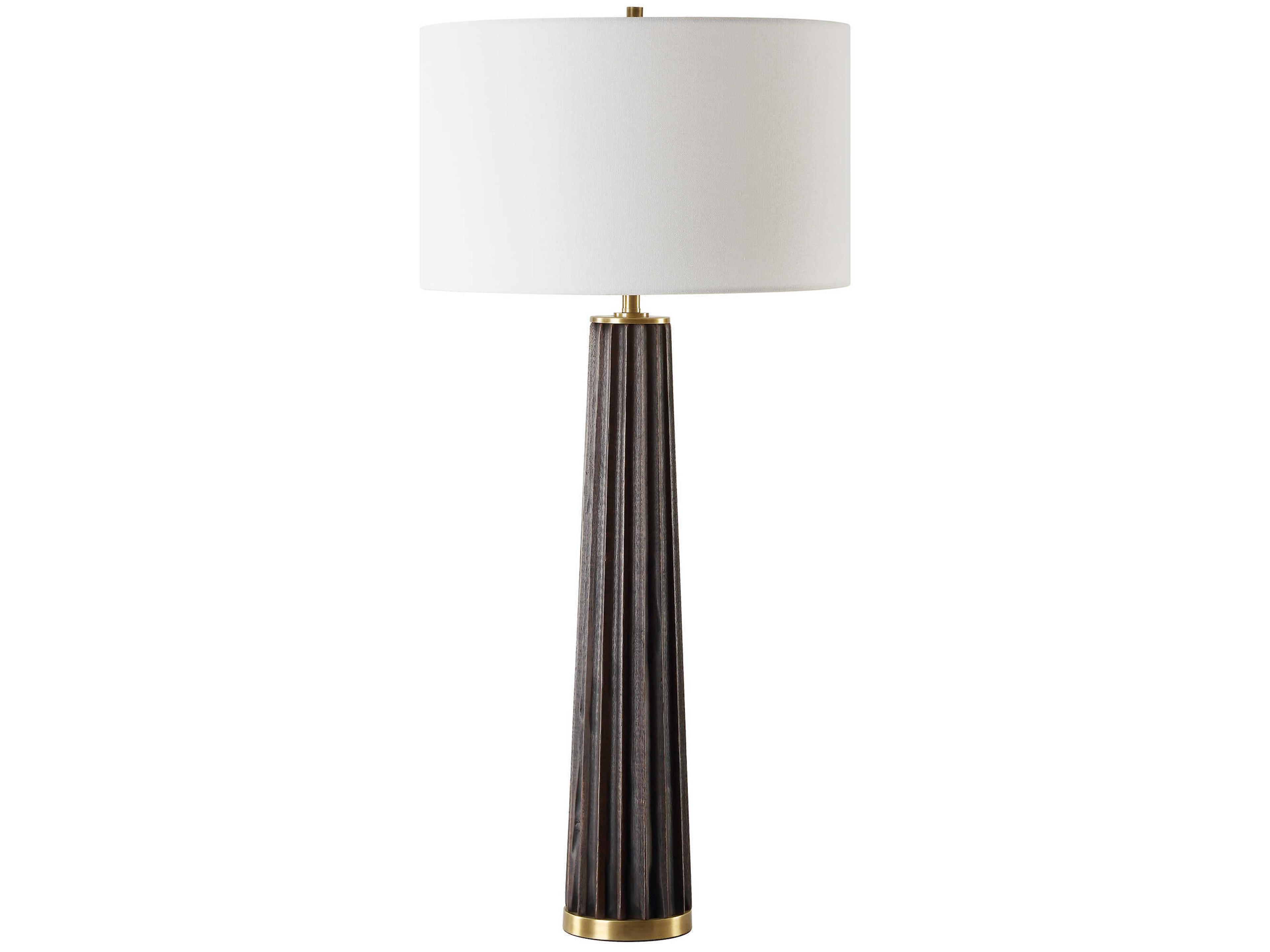 Forage Dark Stained Oak Round Hardback Drum Brown Buffet Lamp