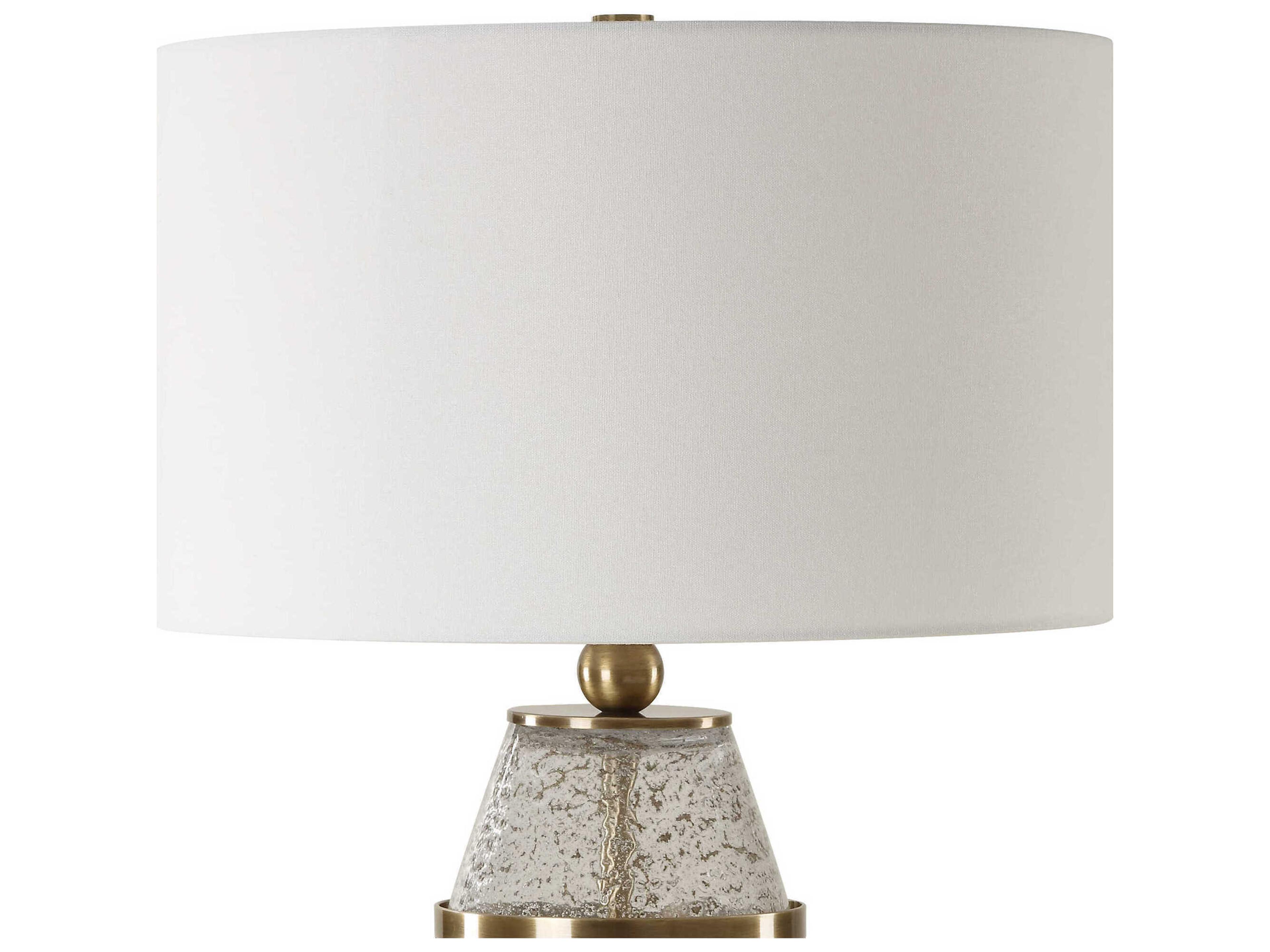 Uttermost Out Of Time Seeded Gray Round Hardback Drum Buffet Lamp