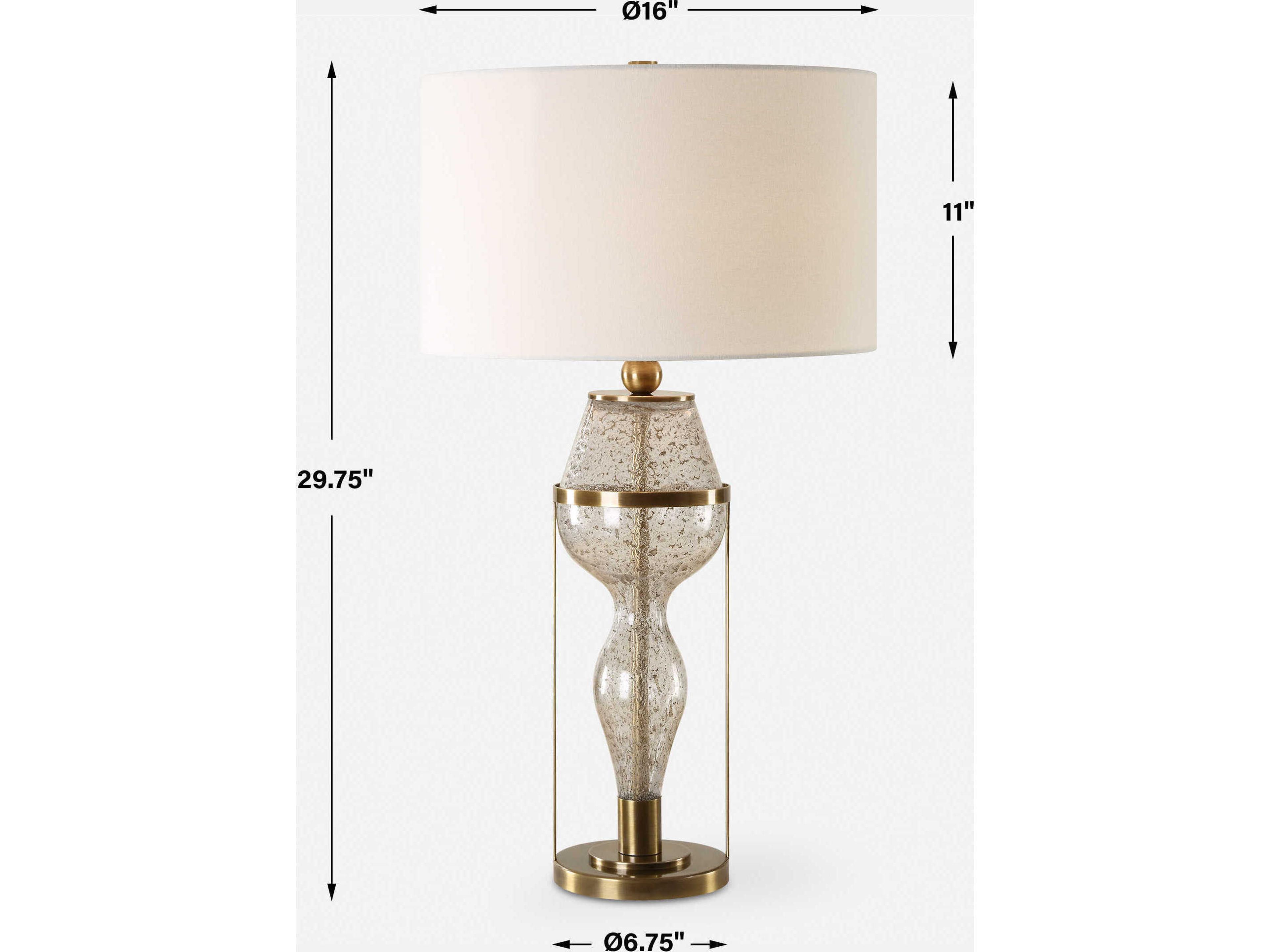 Uttermost Out Of Time Seeded Gray Round Hardback Drum Buffet Lamp