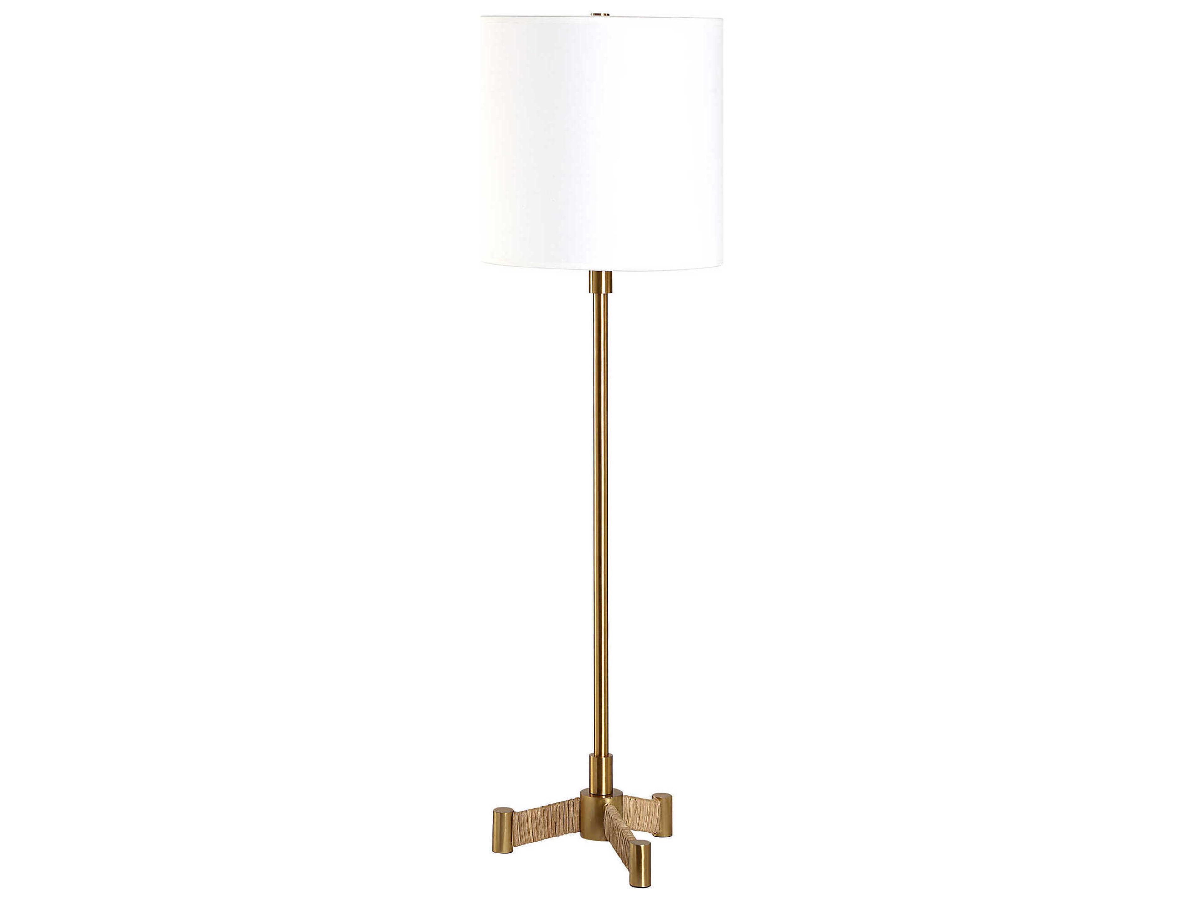 Lautoka Plated Brass Round Hardback Buffet Lamp