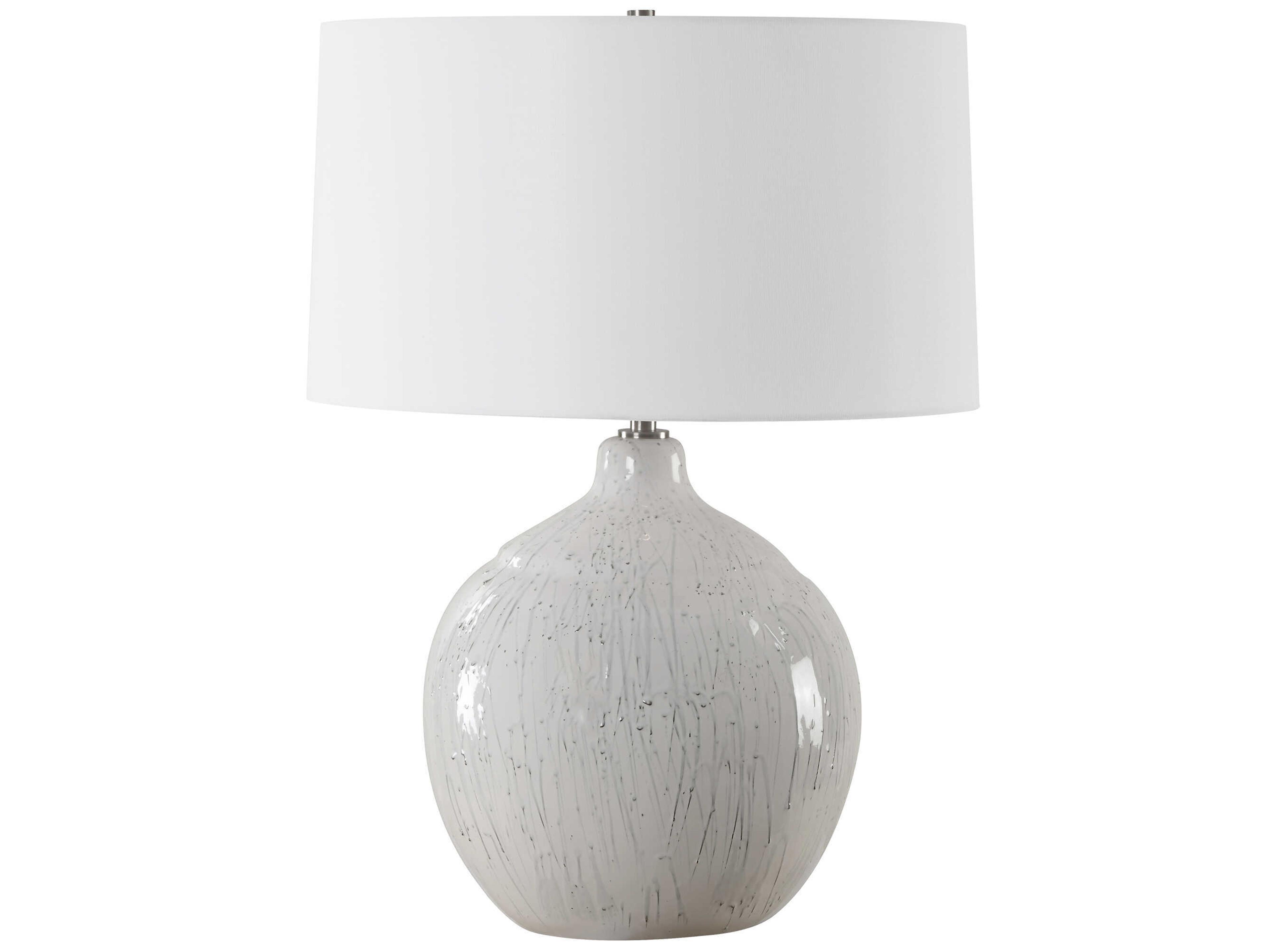 Uttermost Dribble White Round Hardback Buffet Lamp