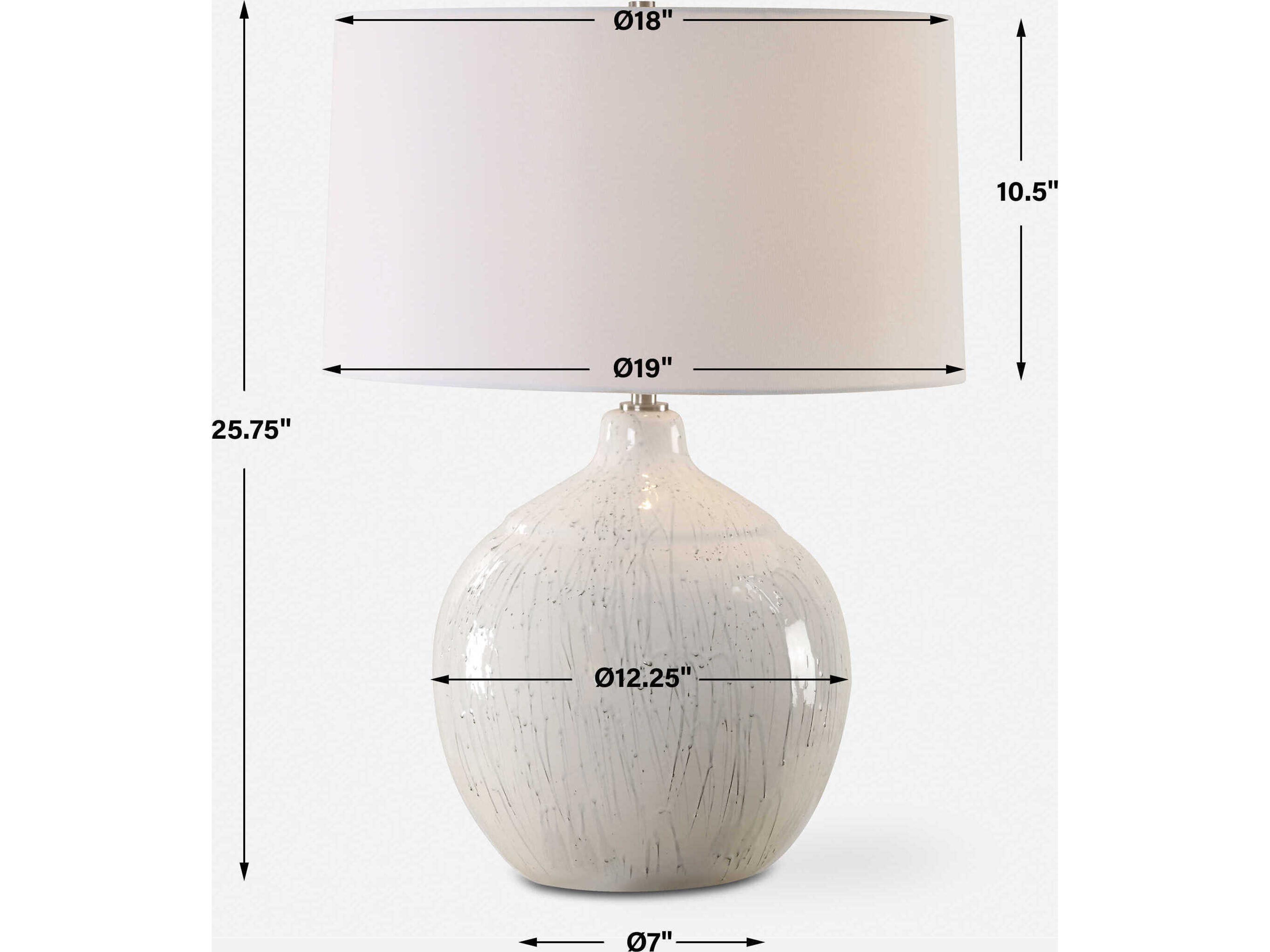 Uttermost Dribble White Round Hardback Buffet Lamp