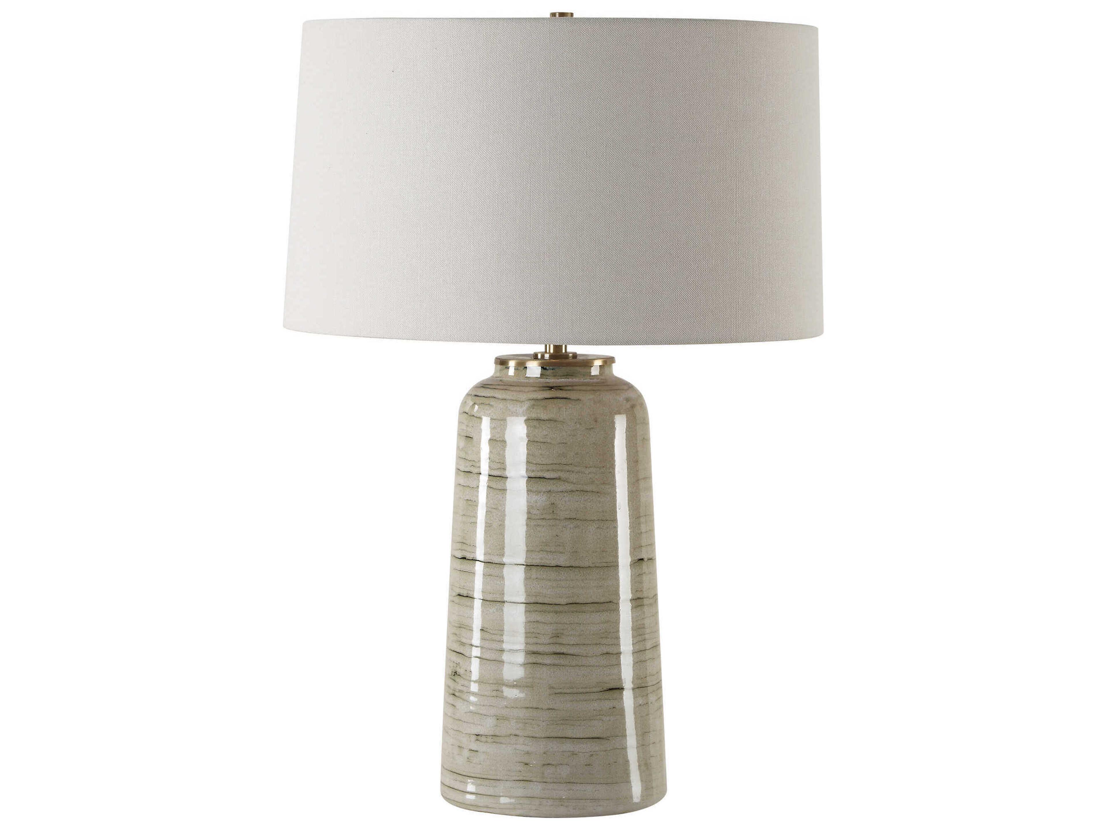 Uttermost Strata Greenish Tan Round Hardback Buffet Lamp