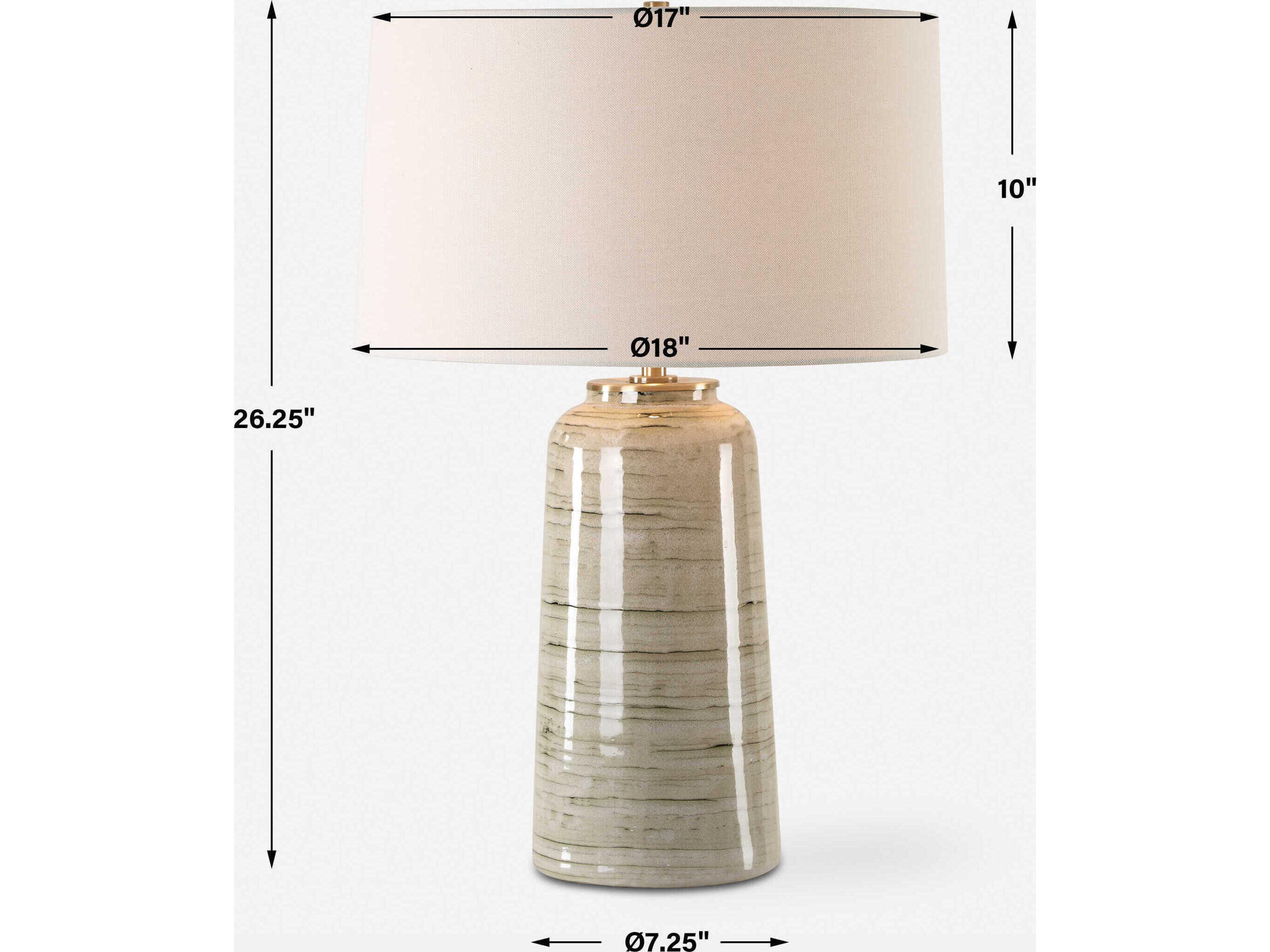 Uttermost Strata Greenish Tan Round Hardback Buffet Lamp