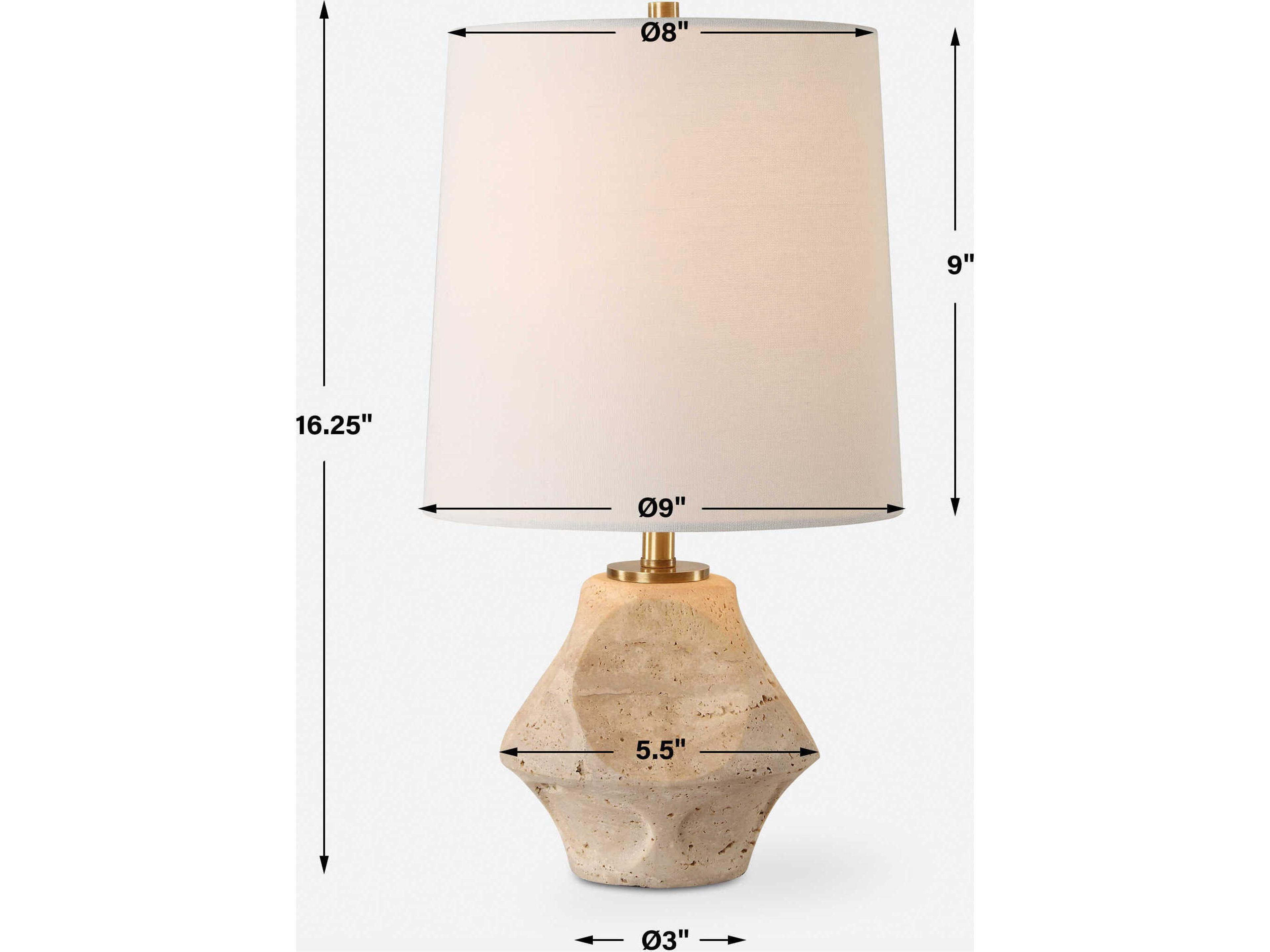 Uttermost Indent Travertine Round Hardback Brown Table Lamp