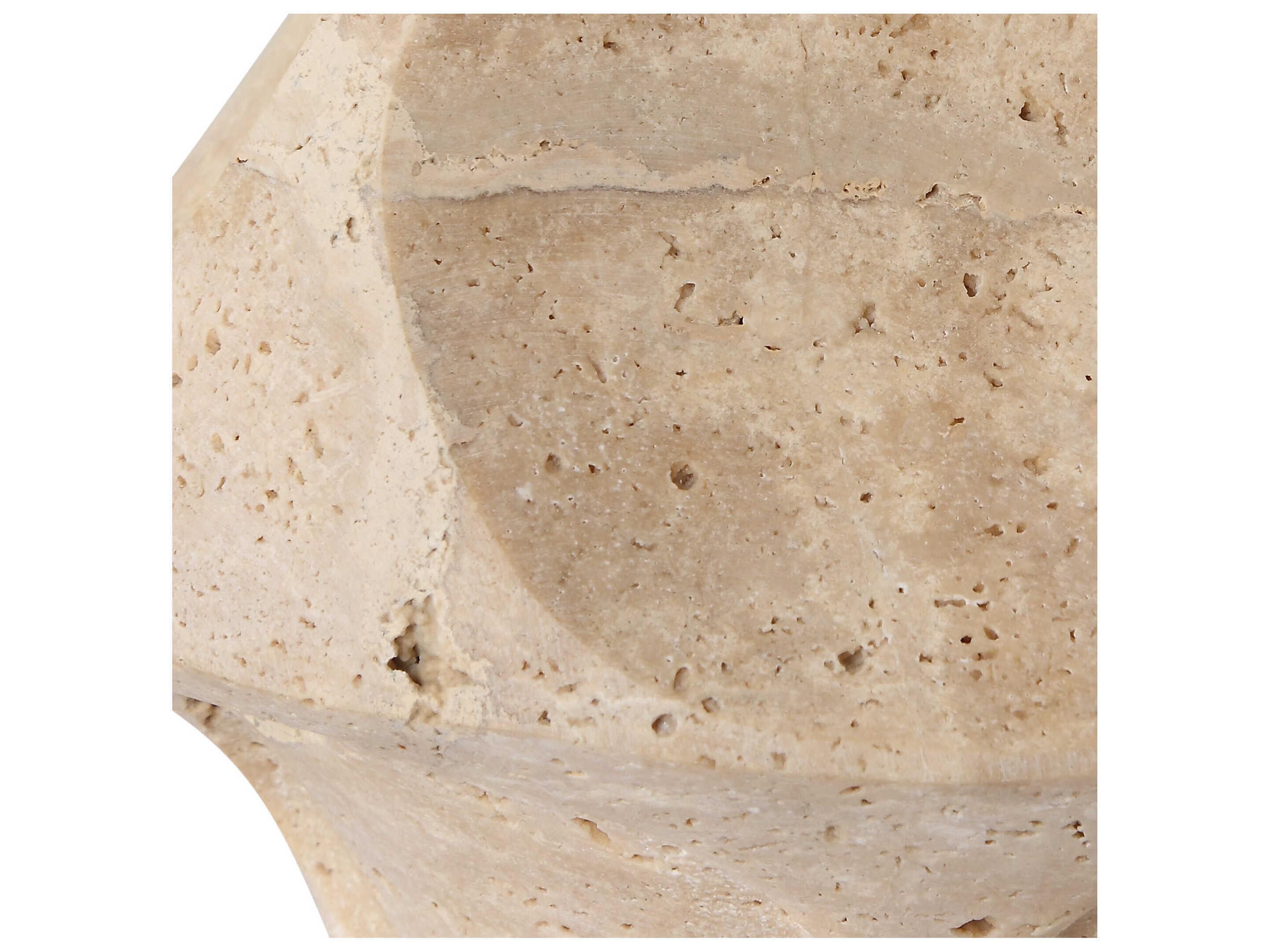 Uttermost Indent Travertine Round Hardback Brown Table Lamp