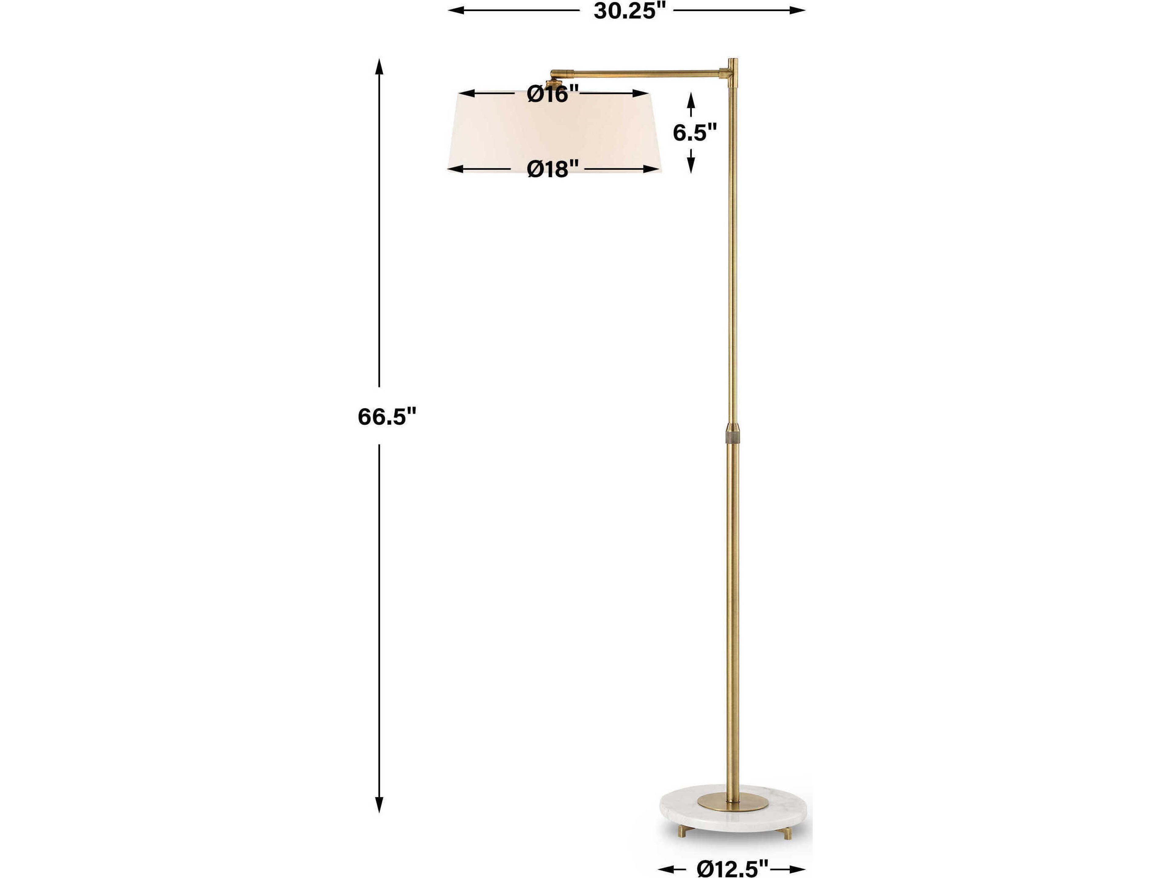 Uttermost Branch Out Antique Brushed Brass Round Hardback Floor Lamp