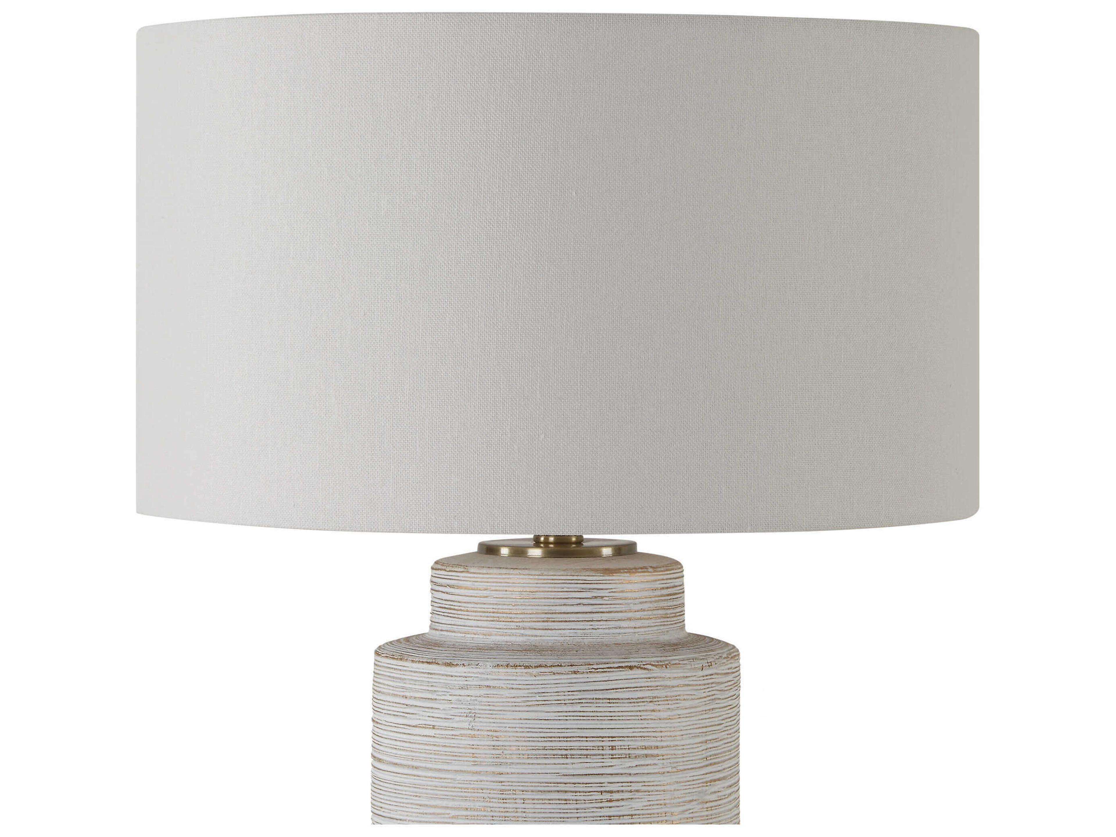 Uttermost Crimp Distressed Ivory Round Hardback White Buffet Lamp