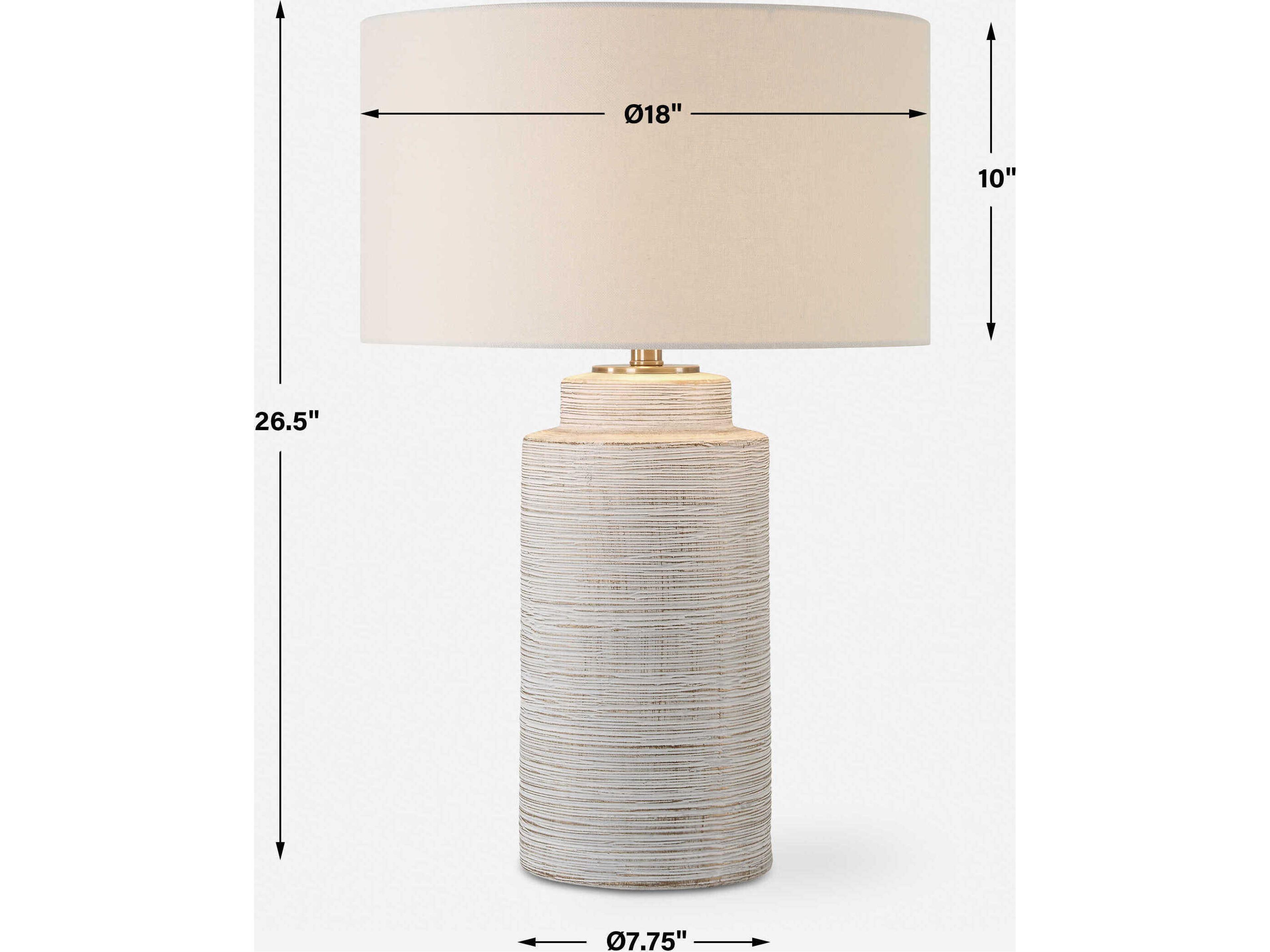 Uttermost Crimp Distressed Ivory Round Hardback White Buffet Lamp