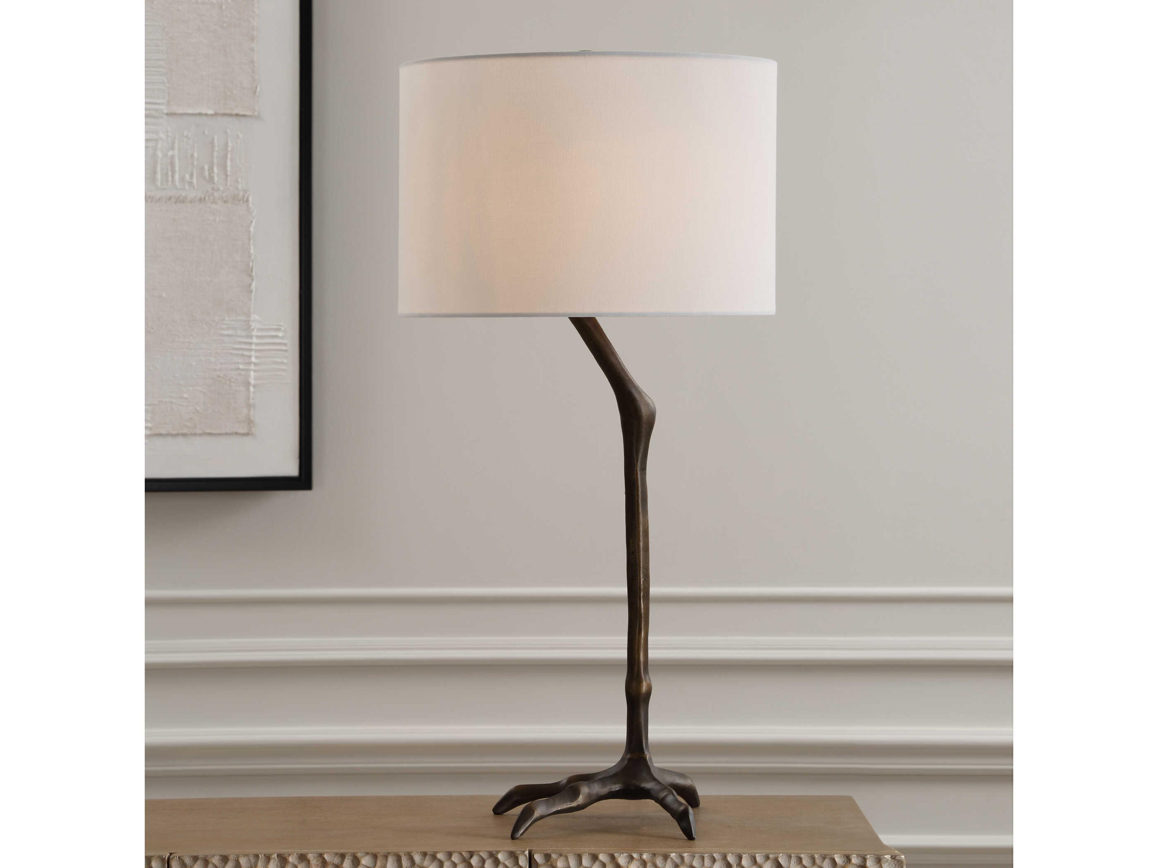 Uttermost Perch Antique Bronze Round Drum Hardback Buffet Lamp