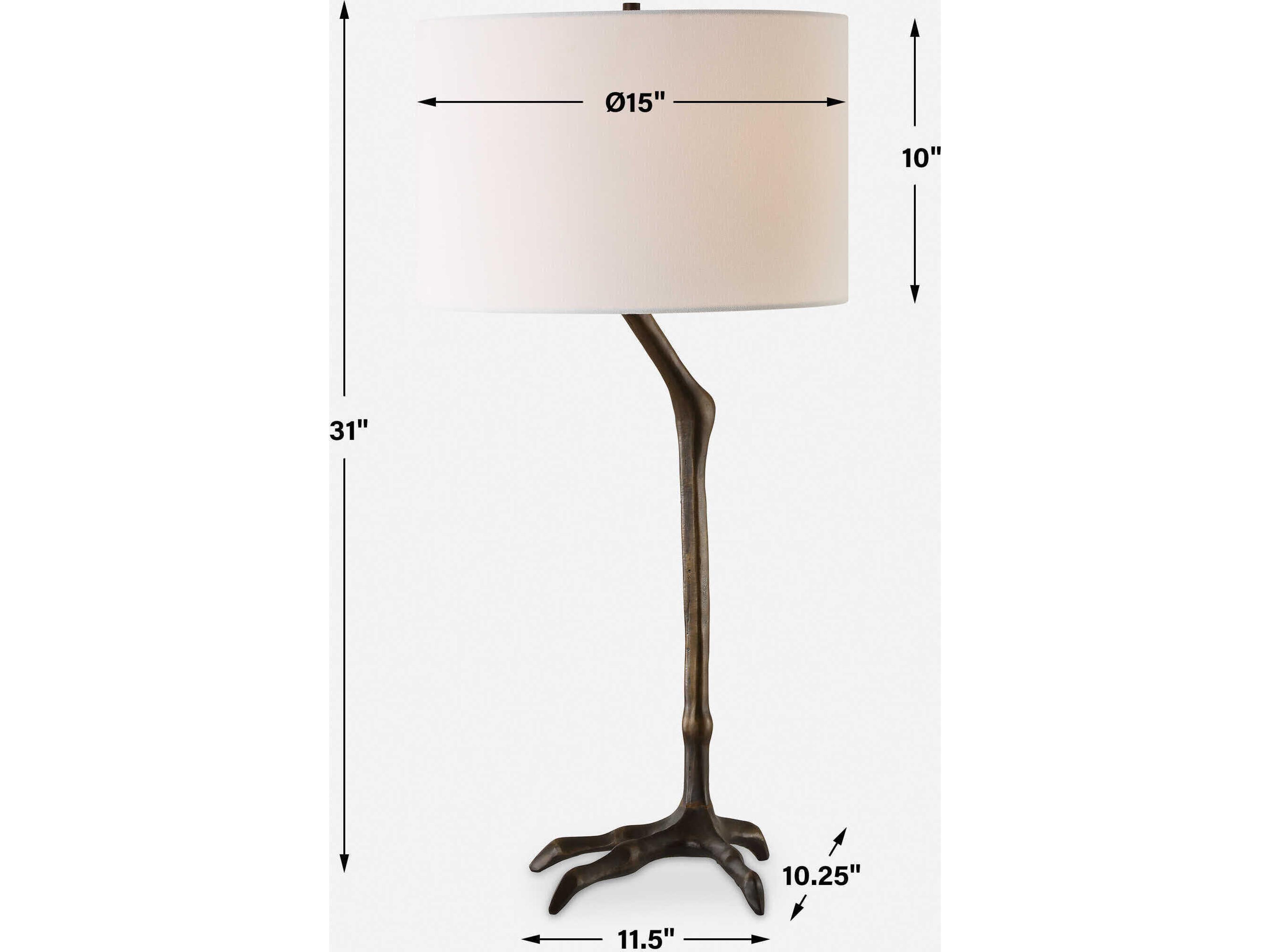 Uttermost Perch Antique Bronze Round Drum Hardback Buffet Lamp