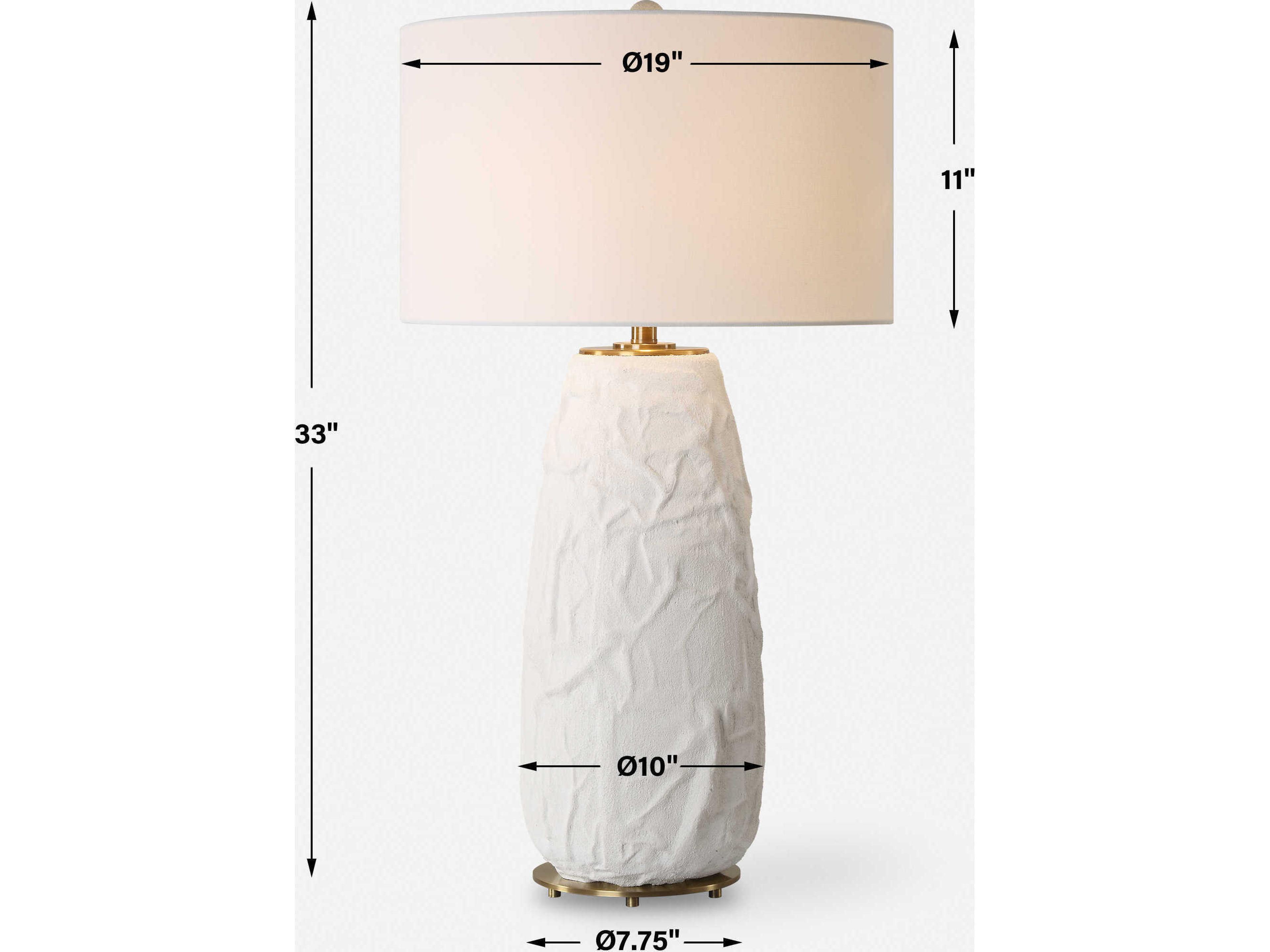 Uttermost Vida Chalk White Round Drum Hardback Buffet Lamp