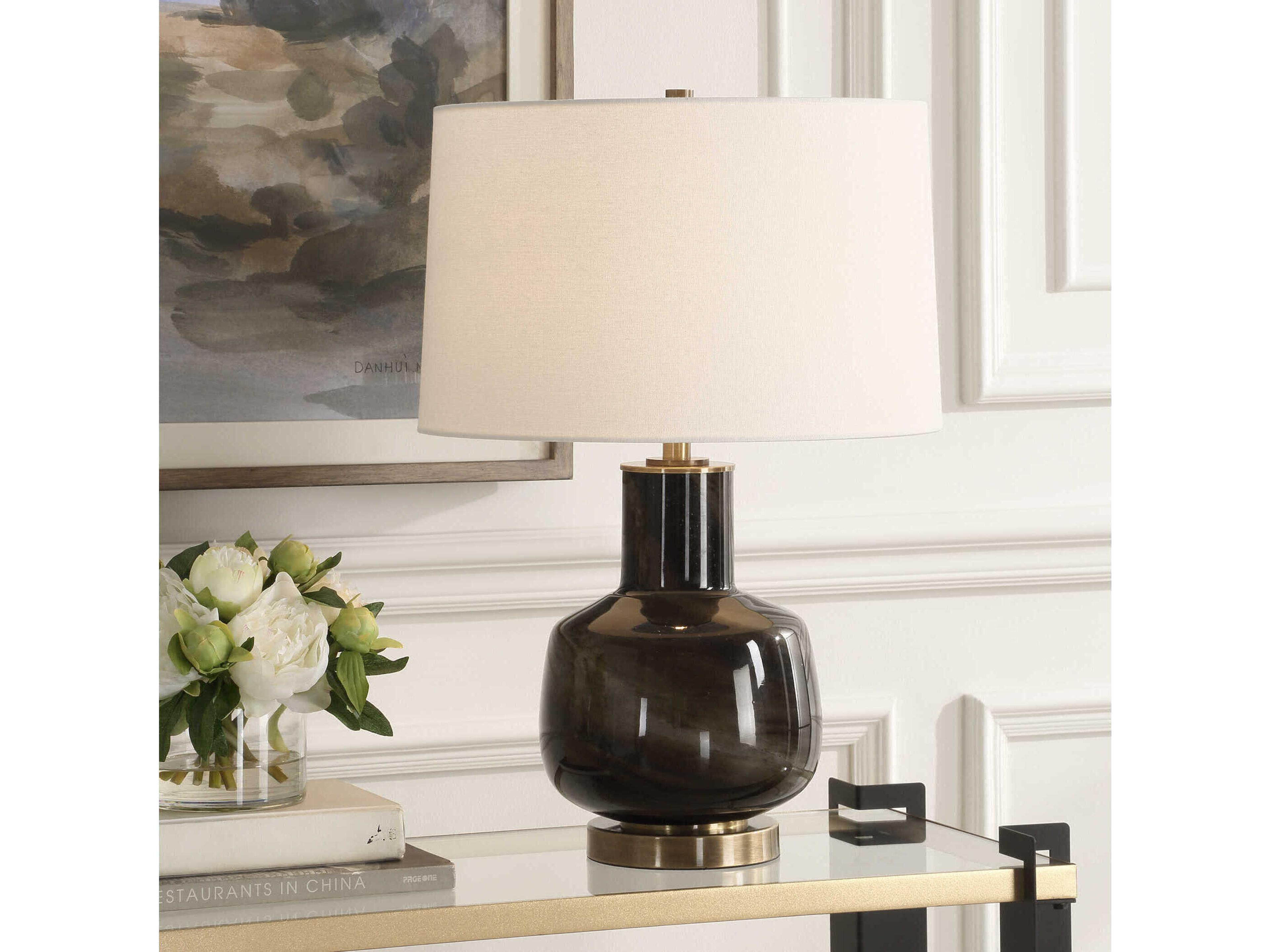 Uttermost Buchanan Smokey Charcoal Brown Table Lamp