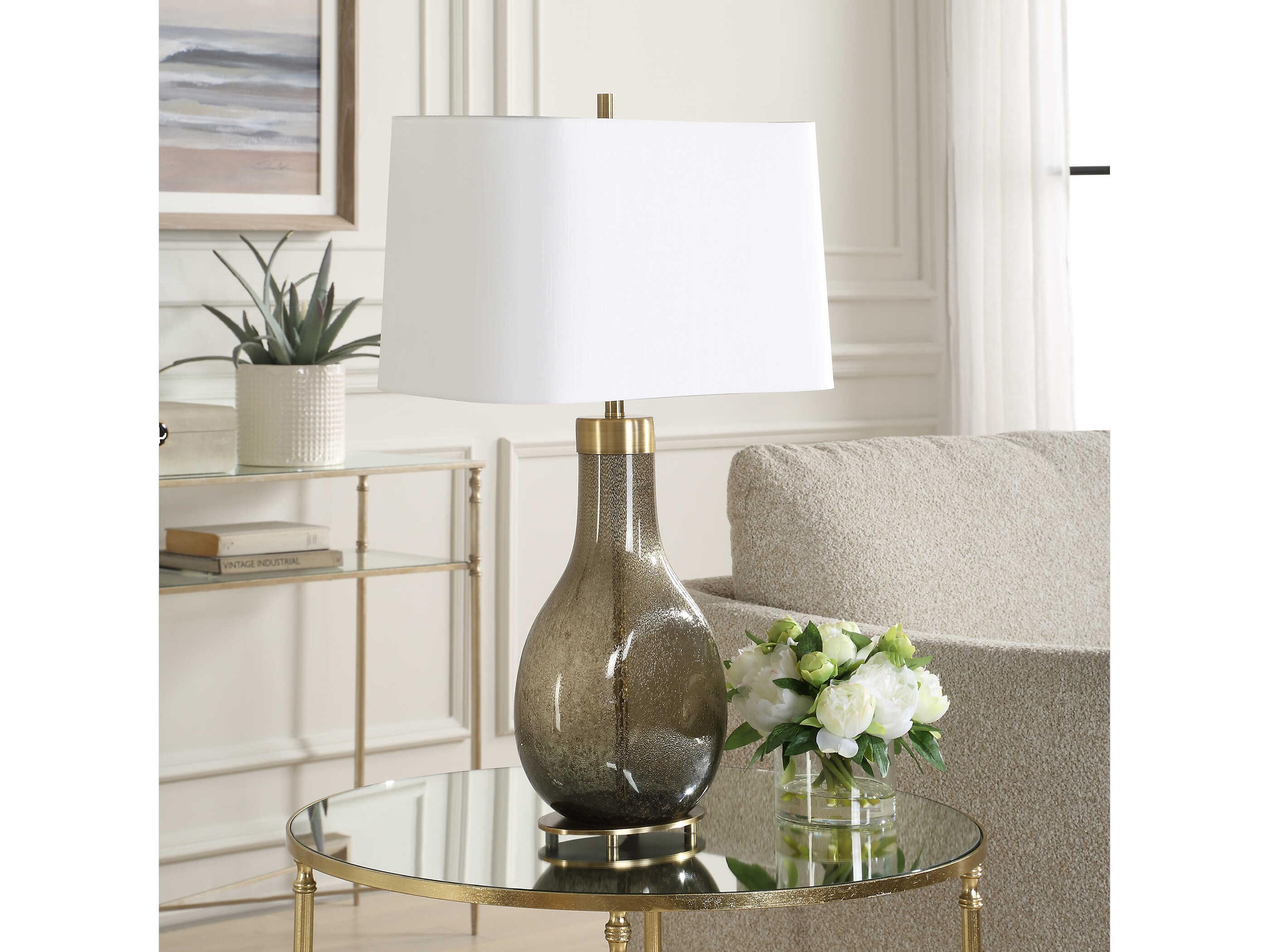 Uttermost Shyla Dark Moss Oval Hardback Green Buffet Lamp