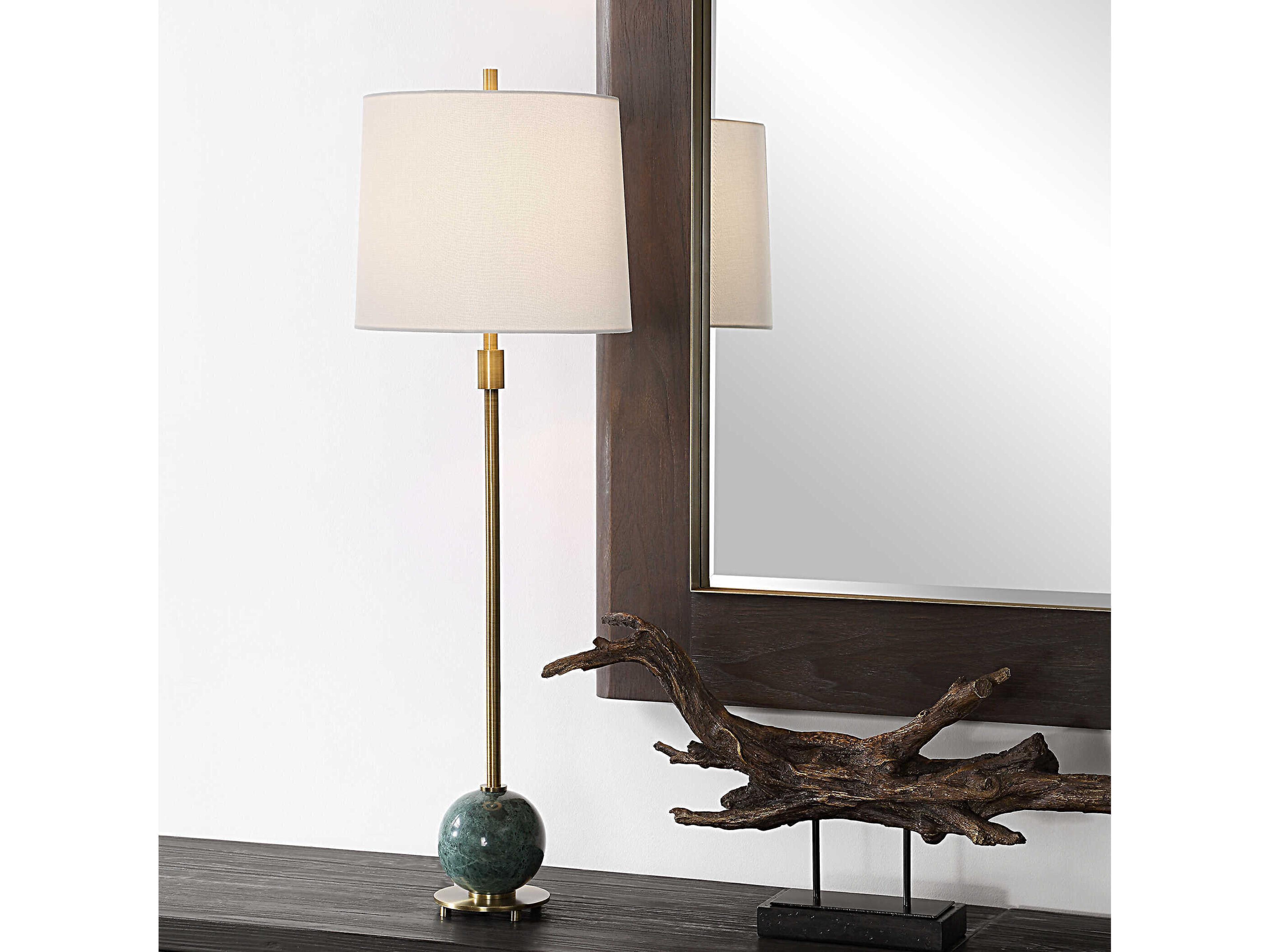 Uttermost Bledel Brushed Brass Dark Green Buffet Lamp