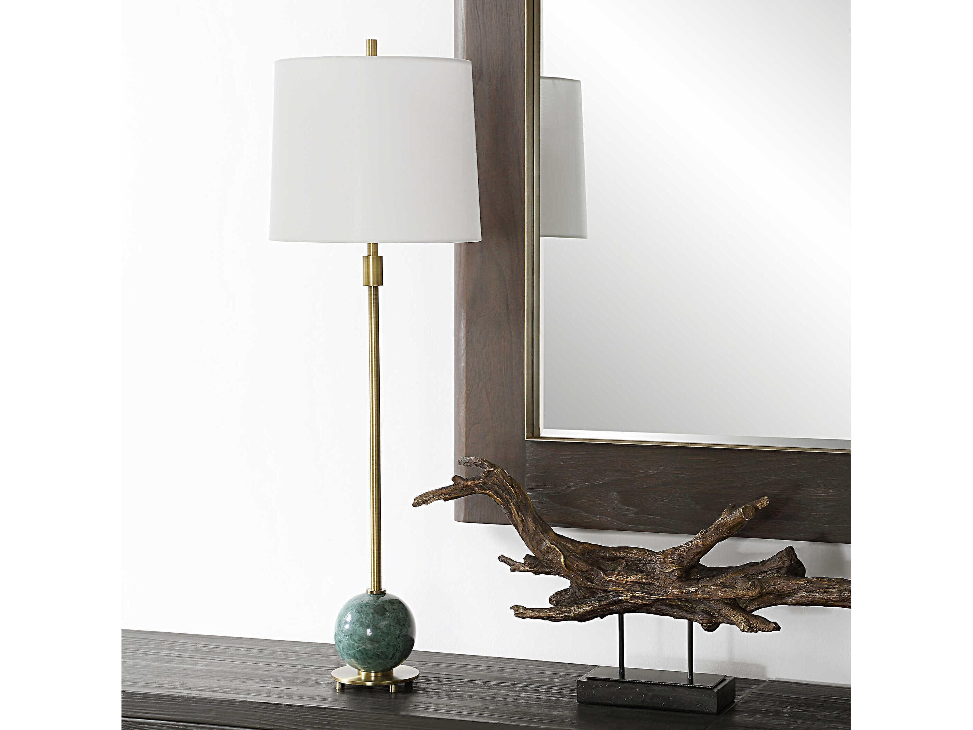 Uttermost Bledel Brushed Brass Dark Green Buffet Lamp