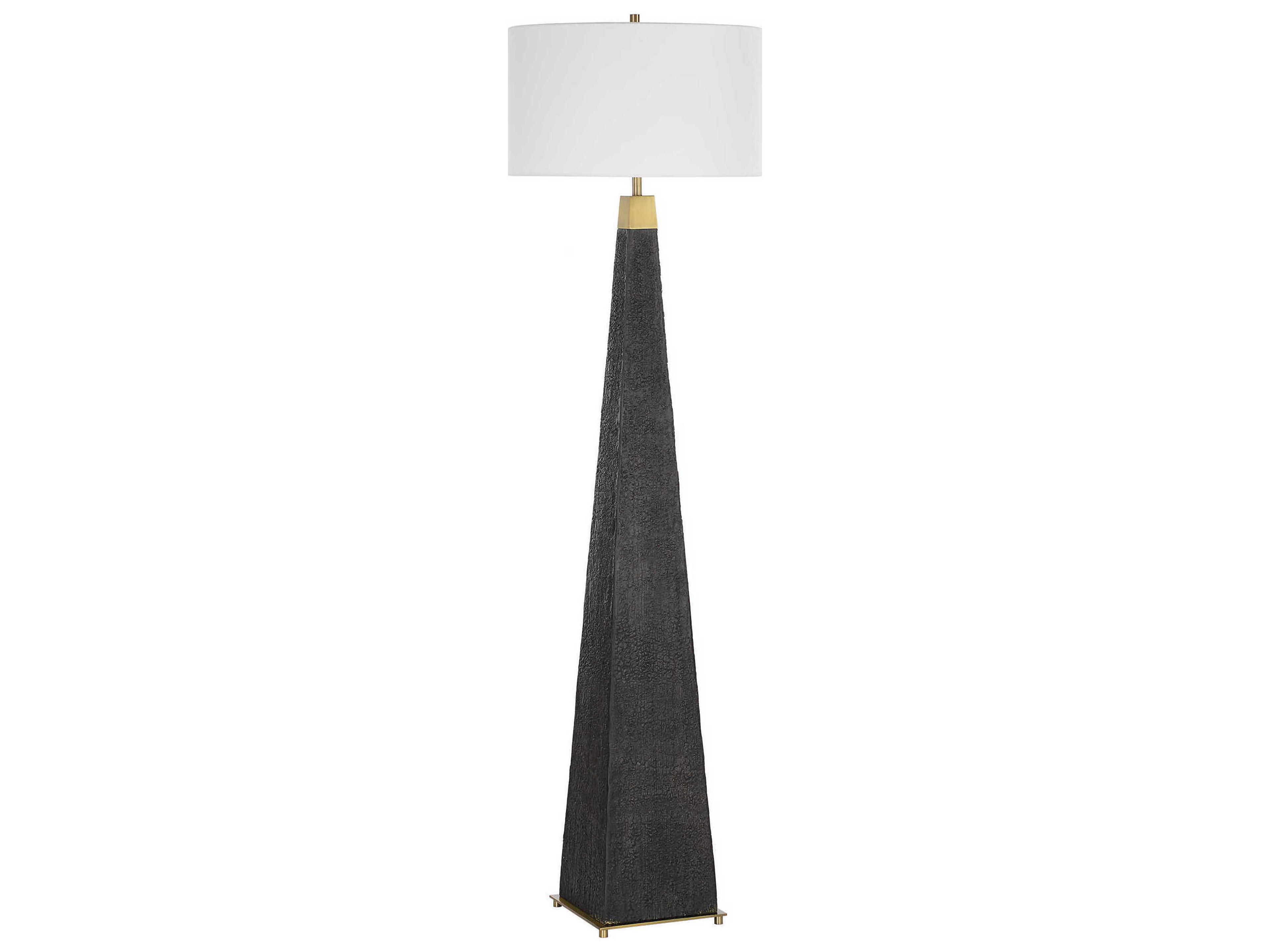 Lathey Burned Wood Black Floor Lamp