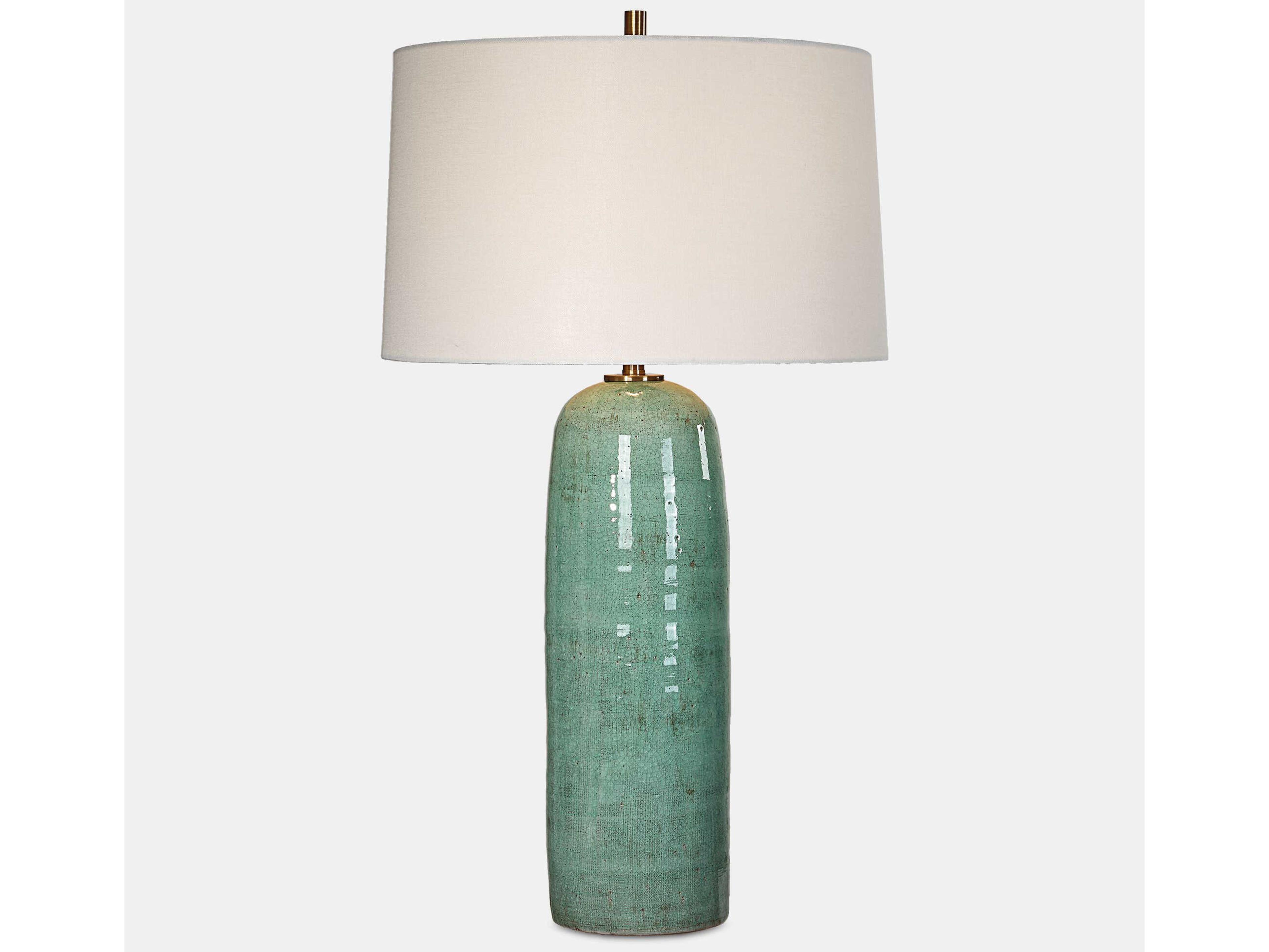 Uttermost Andale Teal Tapered Round Hardback Green Buffet Lamp