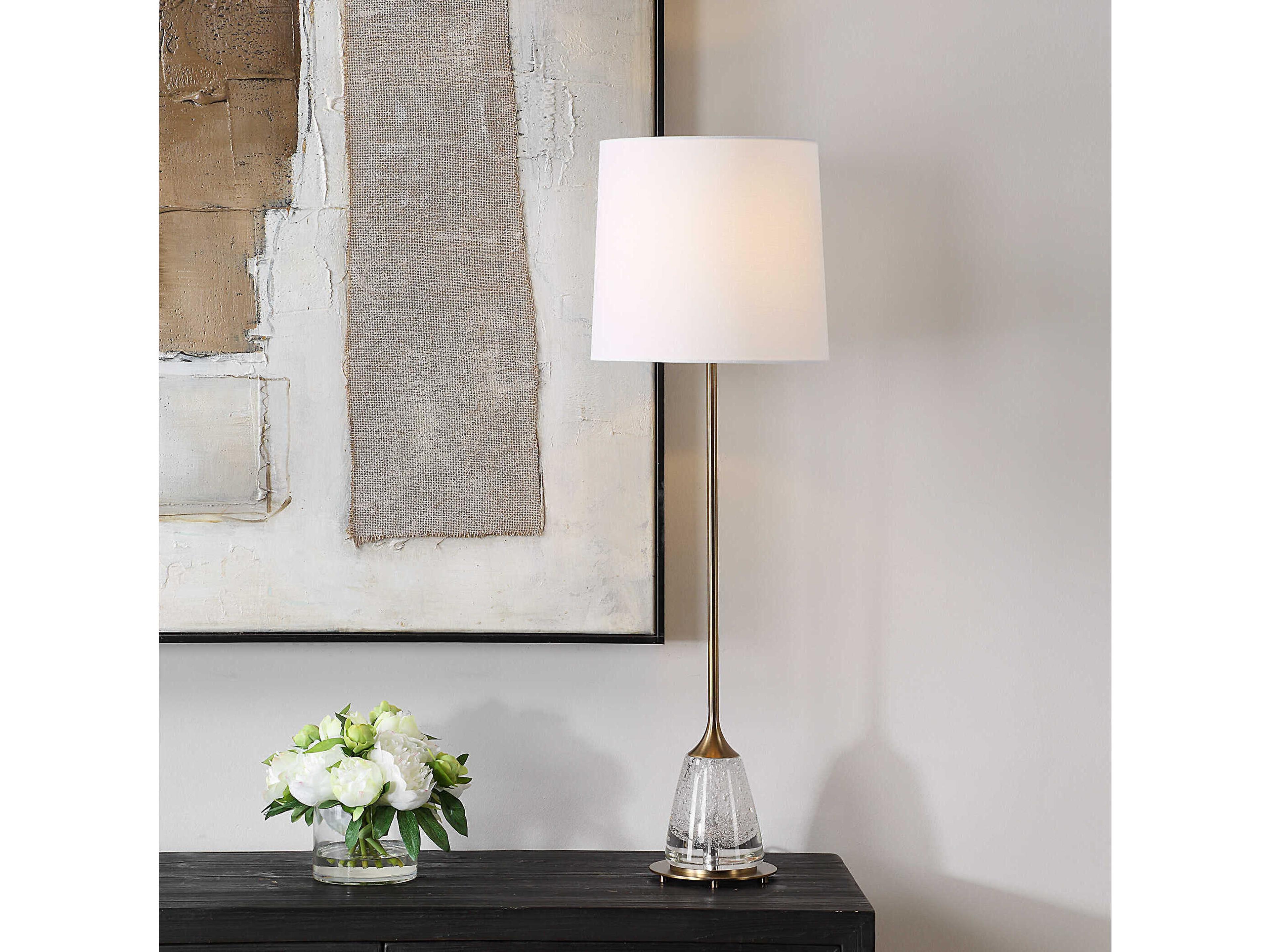 Uttermost Alistair Clear Brass Buffet Lamp