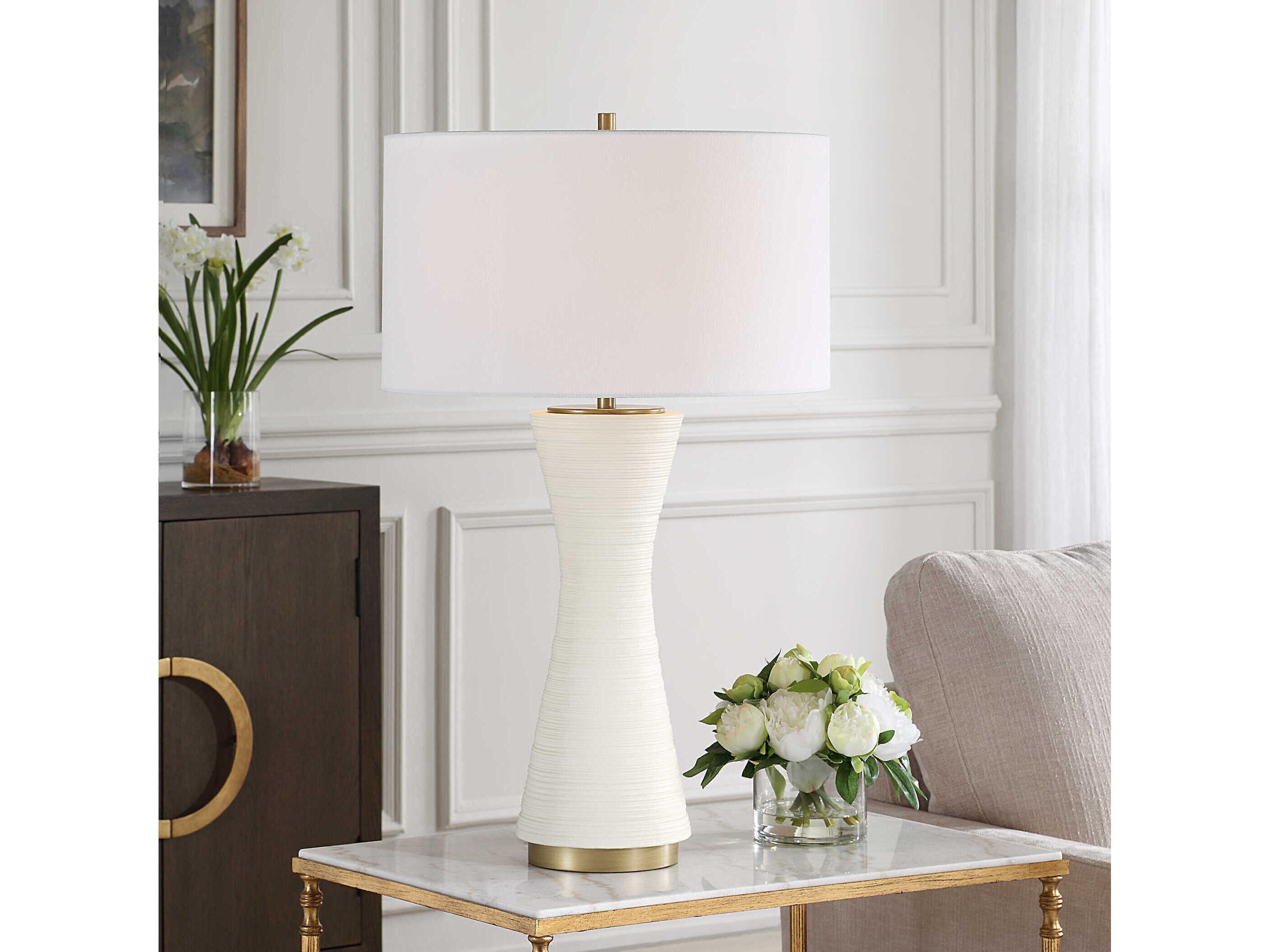 Uttermost Ridgeline Matte White Buffet Lamp