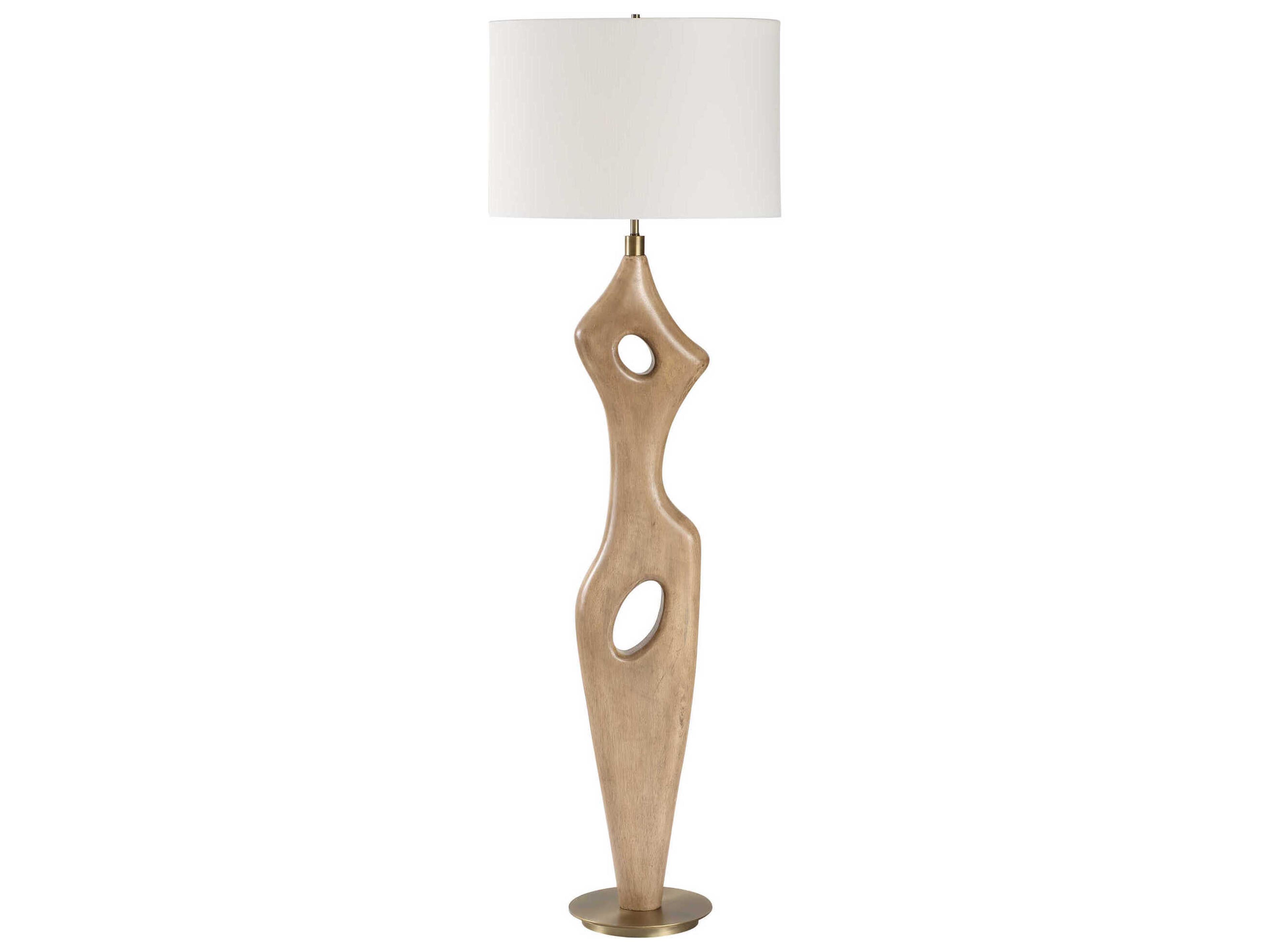 Almyra Aged Driftwood Oval Hardback Brown Floor Lamp