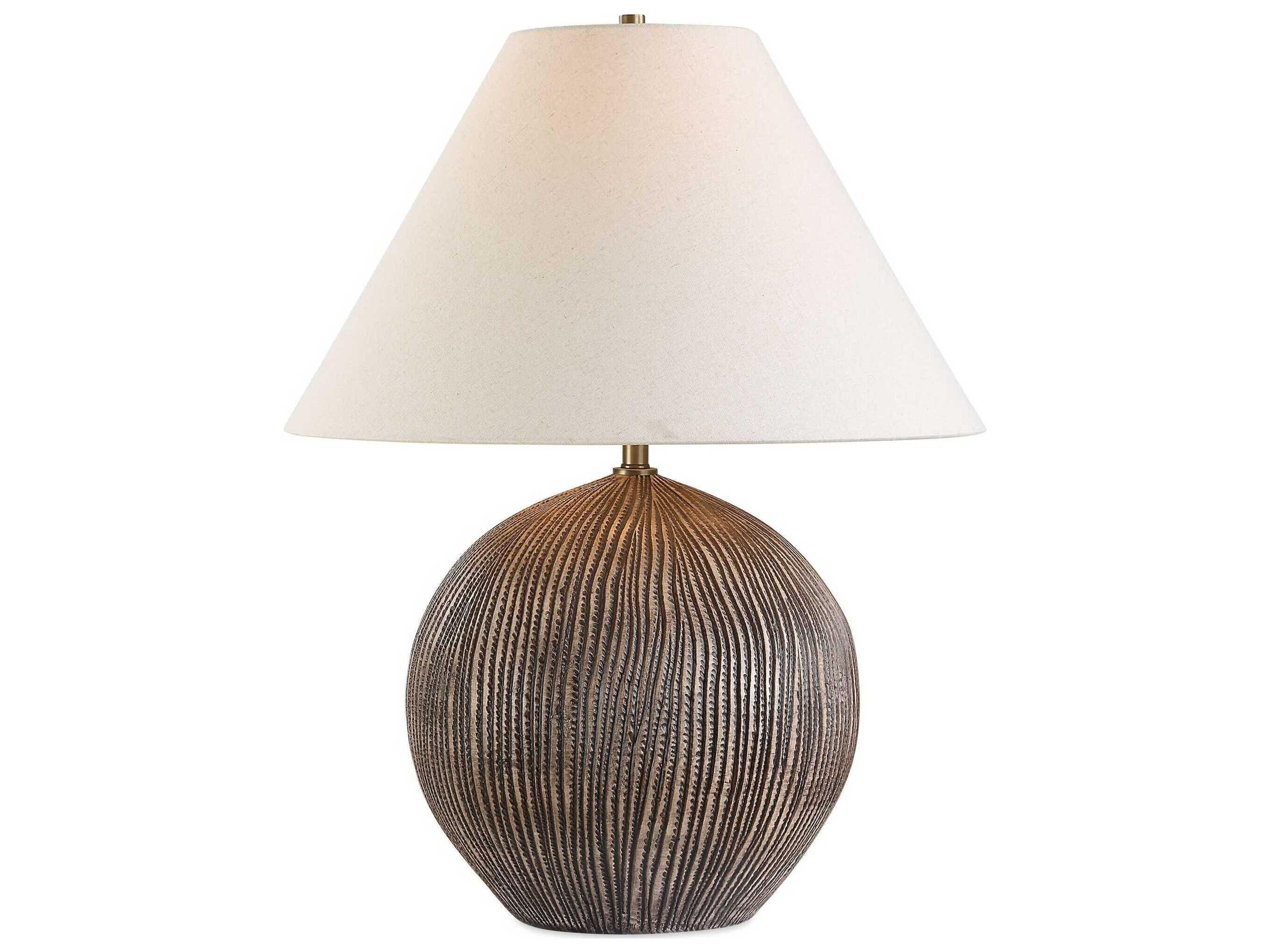 Sayre Dark Brown Round Hardback Table Lamp