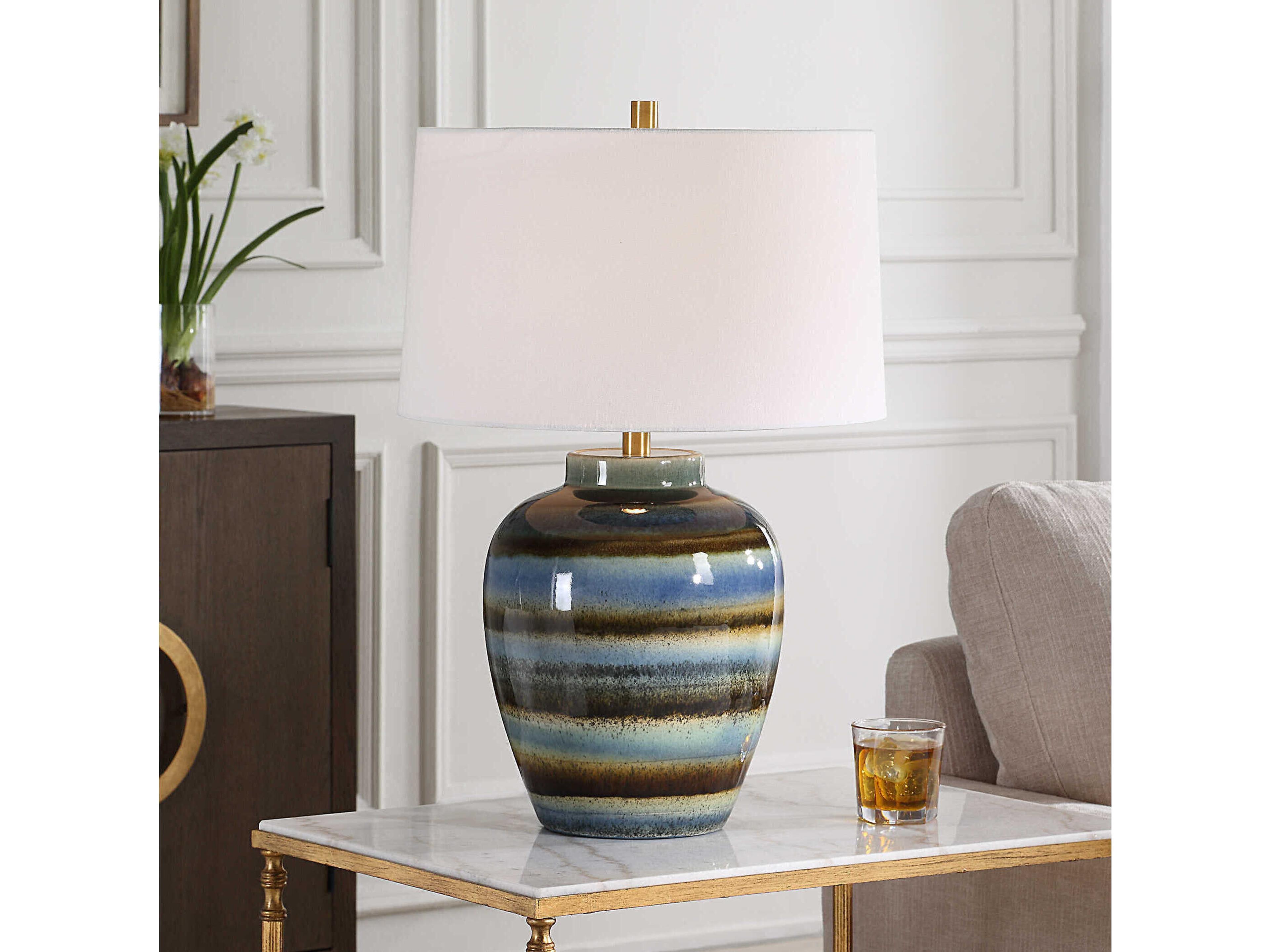 Uttermost Judarn Blue Rust Brown Buffet Lamp