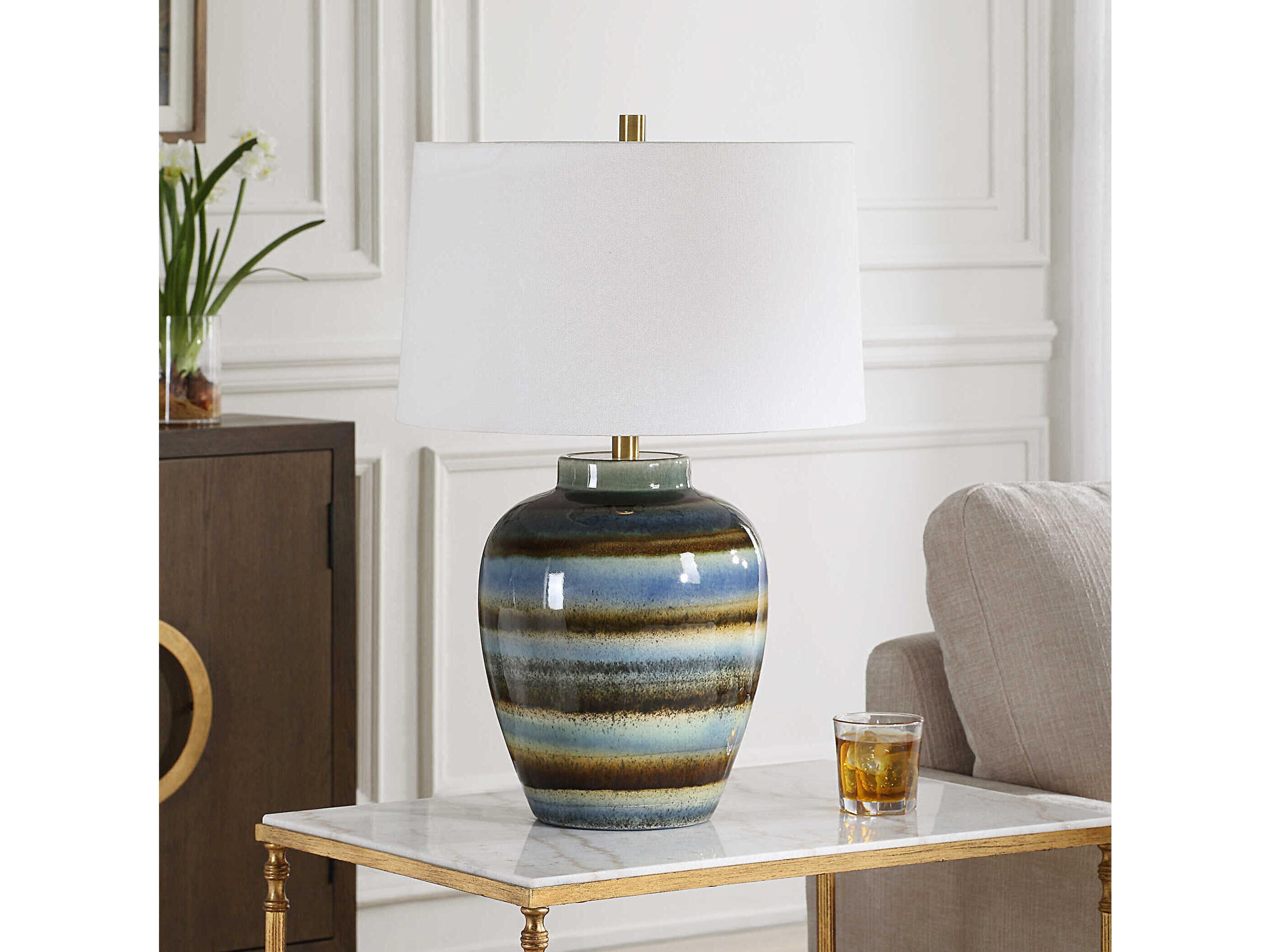 Uttermost Judarn Blue Rust Brown Buffet Lamp