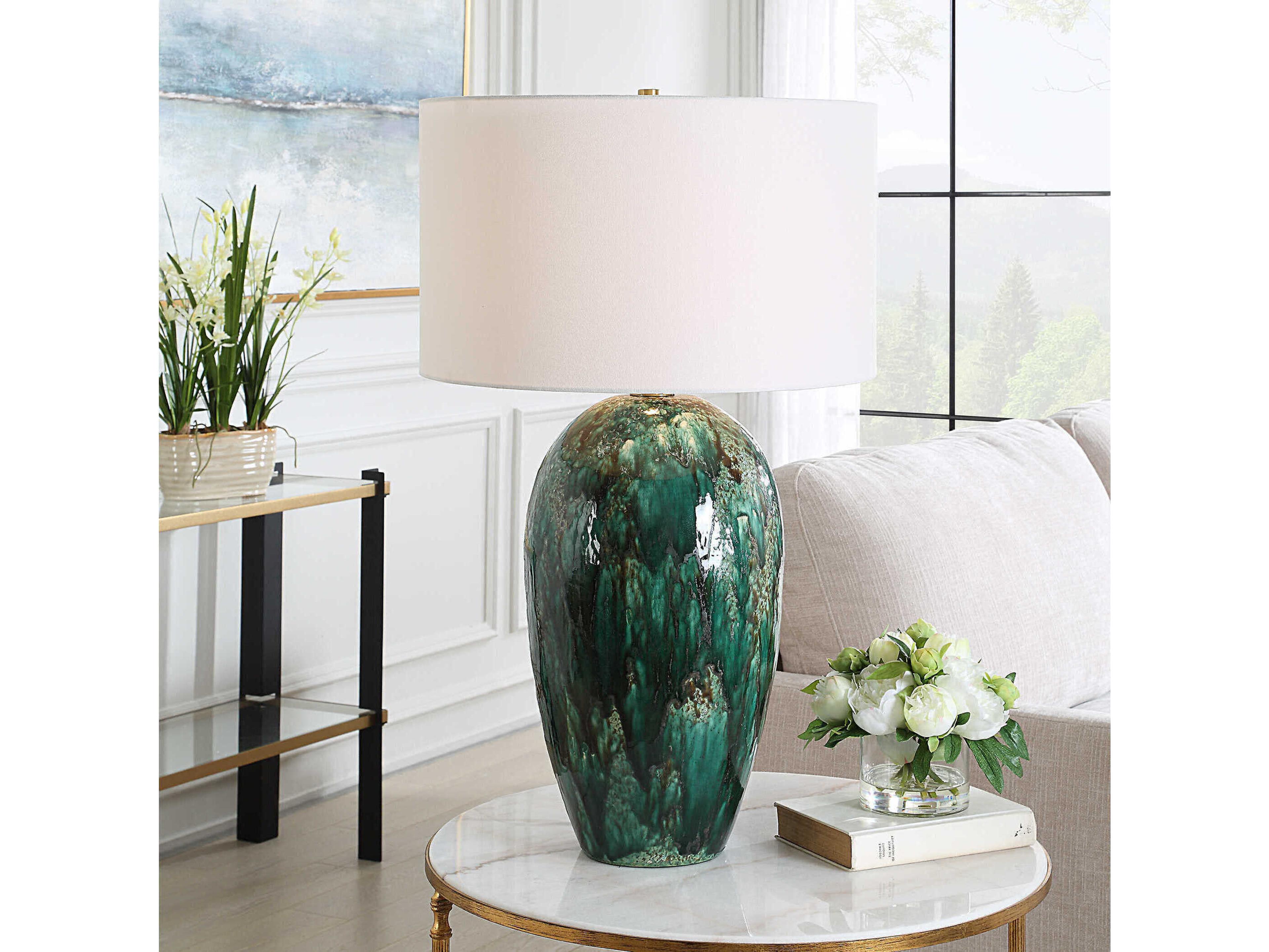 Uttermost Ceralene Emerald Green Buffet Lamp