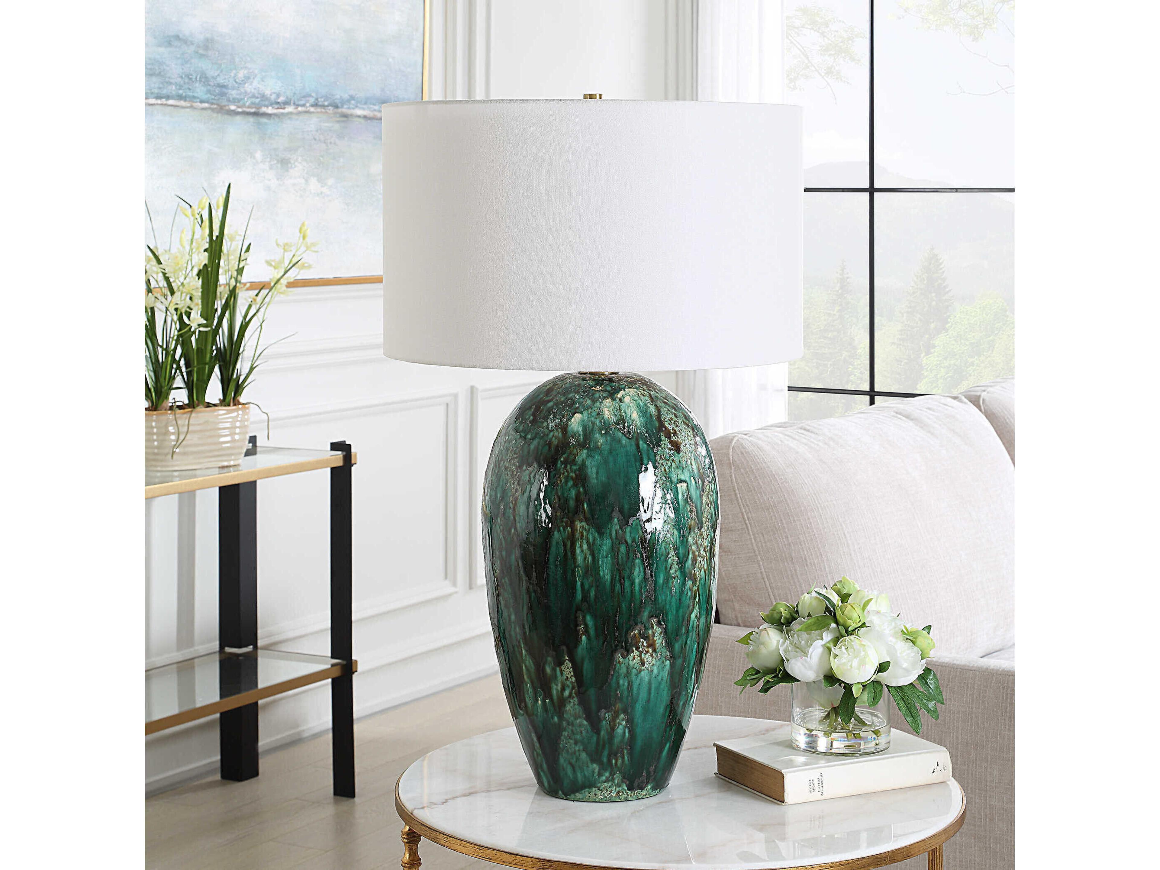 Uttermost Ceralene Emerald Green Buffet Lamp