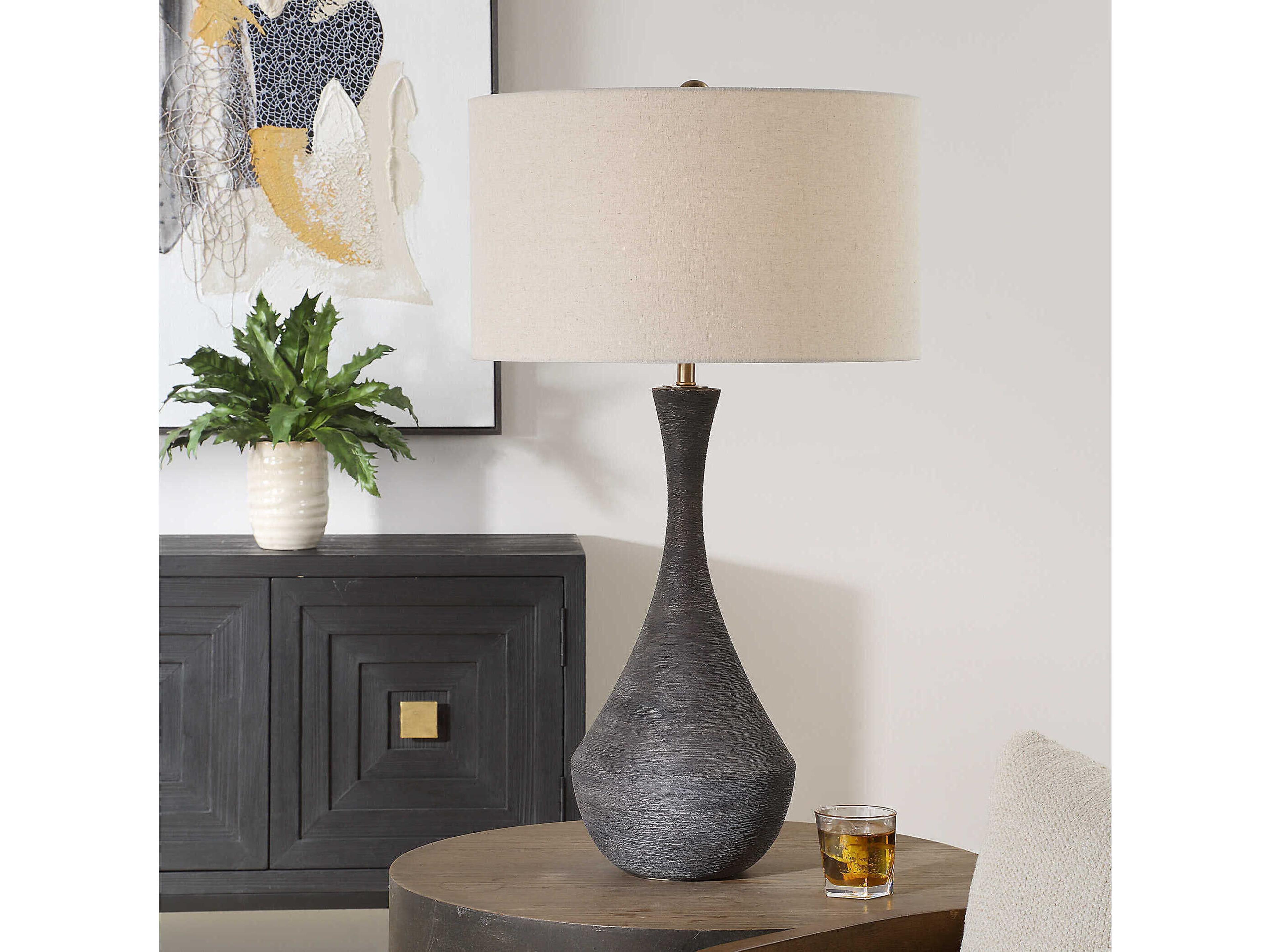 Uttermost Helston Dark Charcoal Black Buffet Lamp