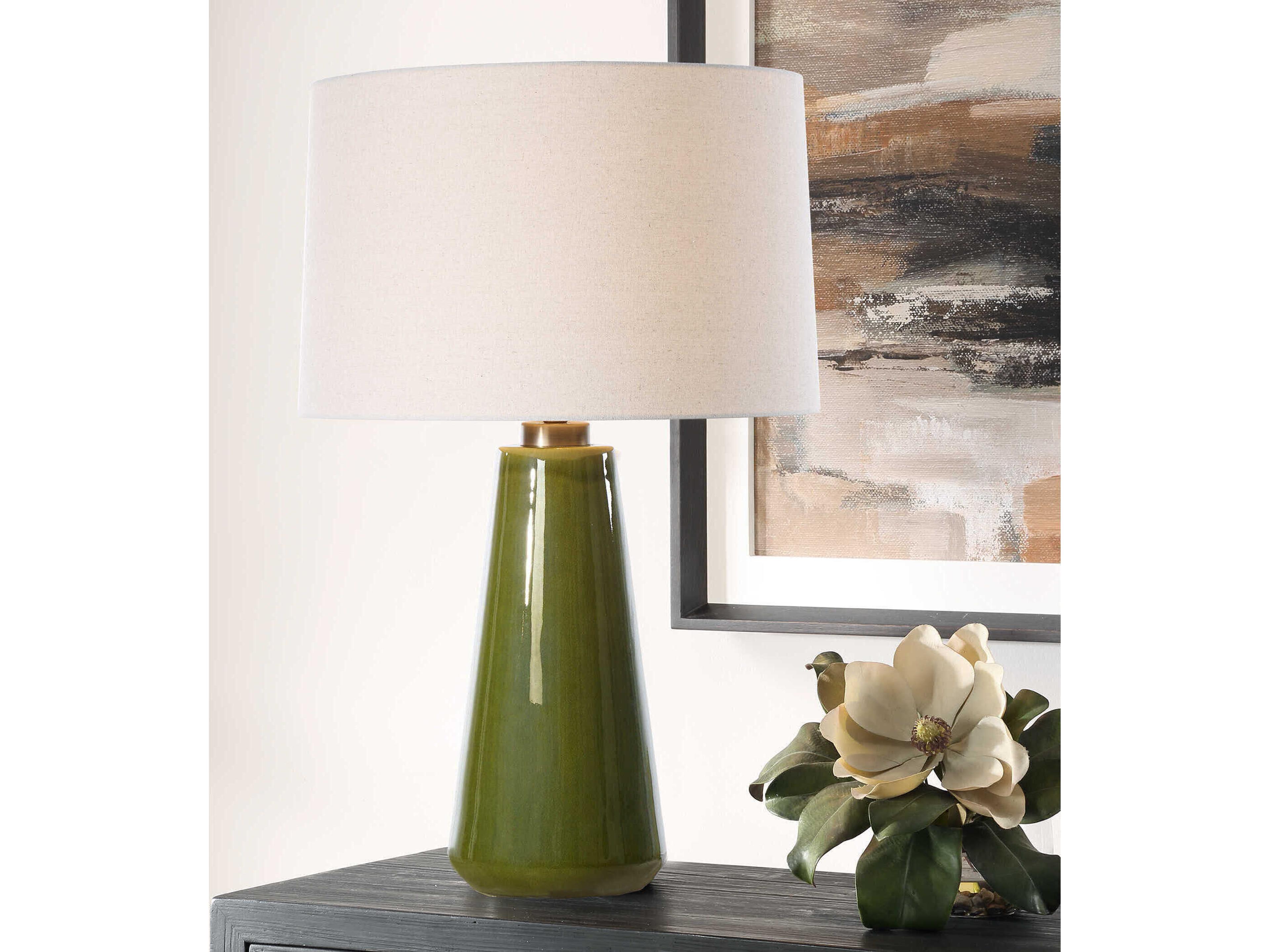 Uttermost Kelley Crackled Moss Green Buffet Lamp