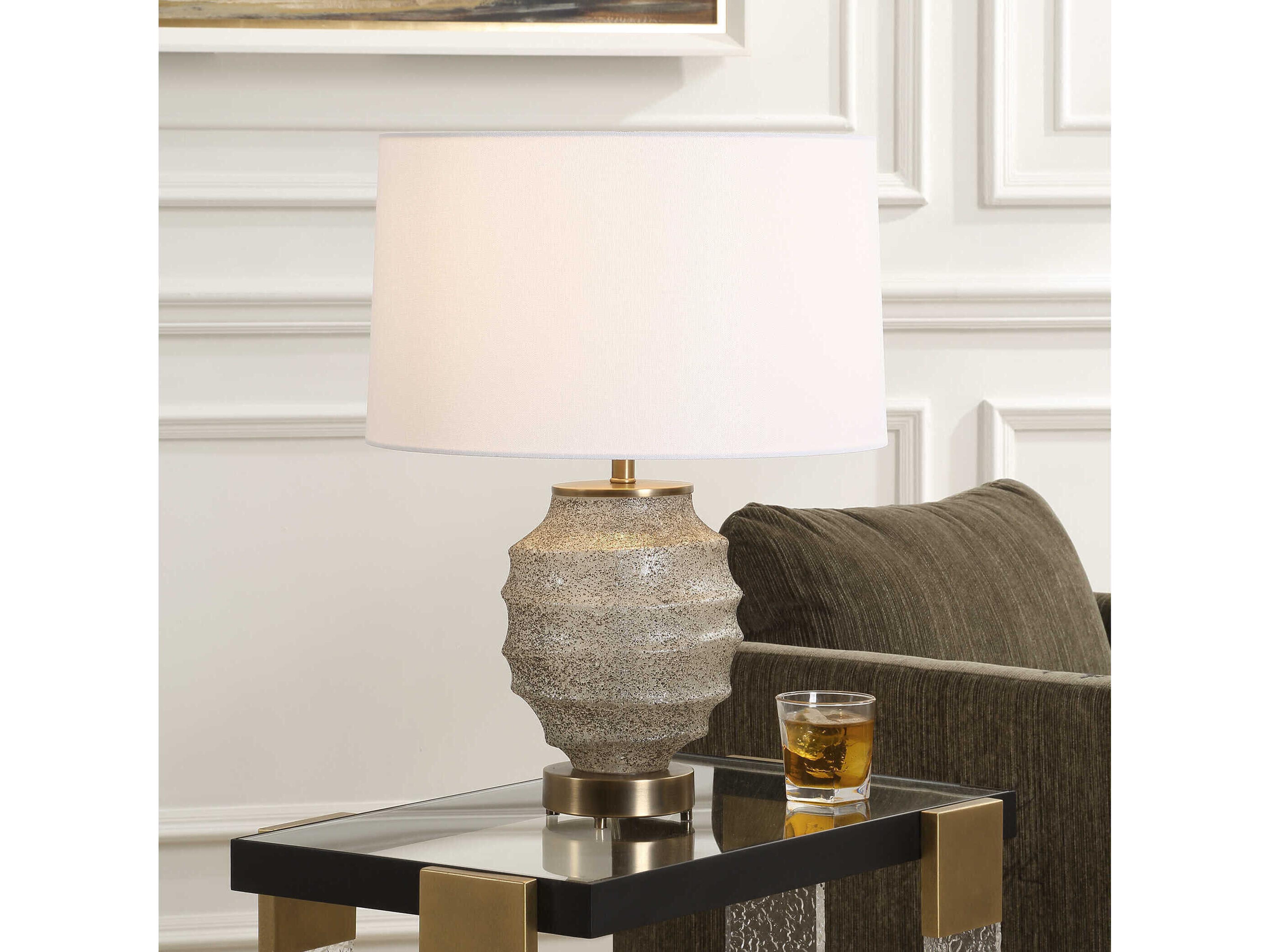 Uttermost Acosta Frosted White Gray Table Lamp