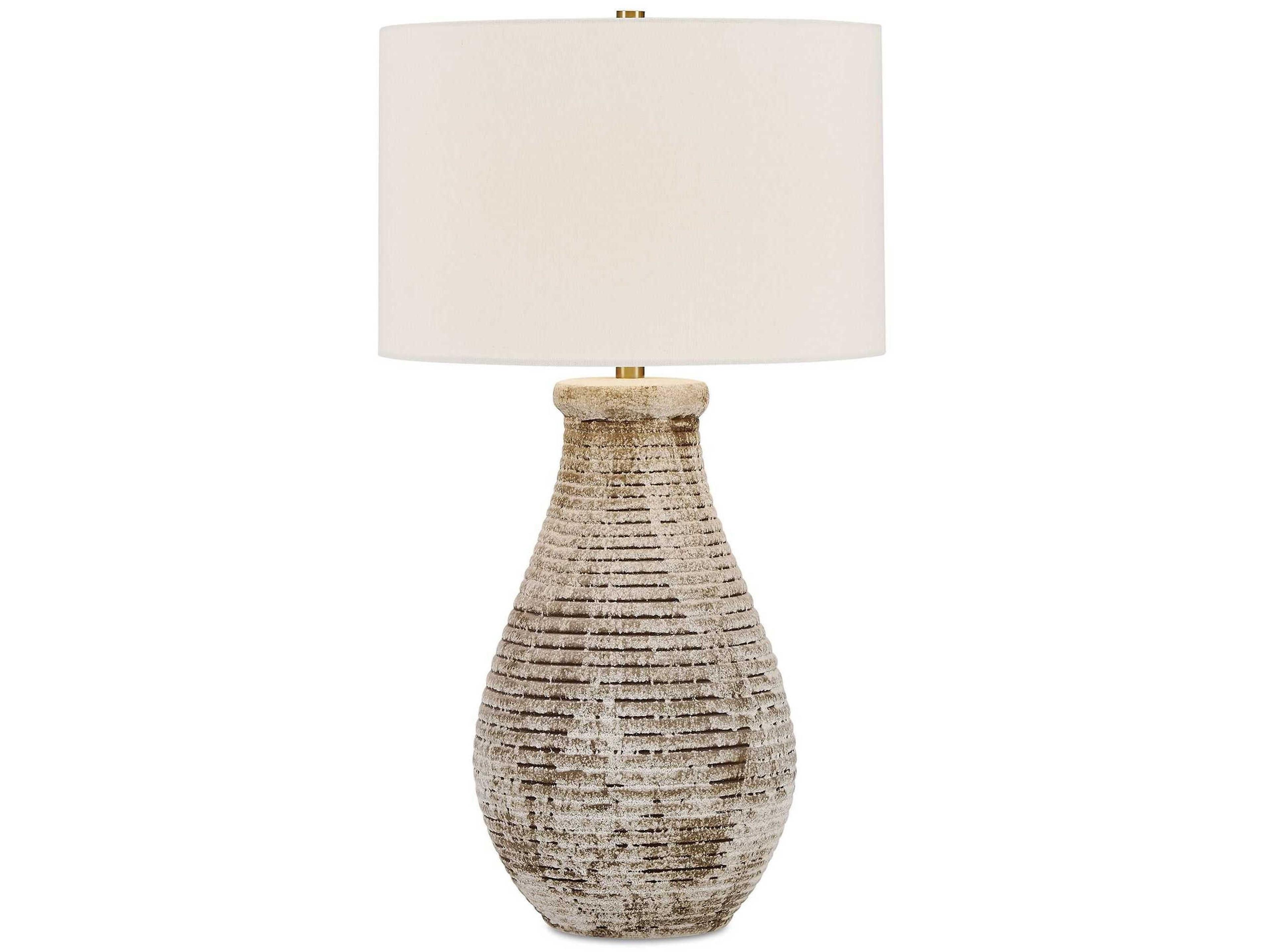 Dorothea Aged Stone Gray Drum With Liner Buffet Lamp