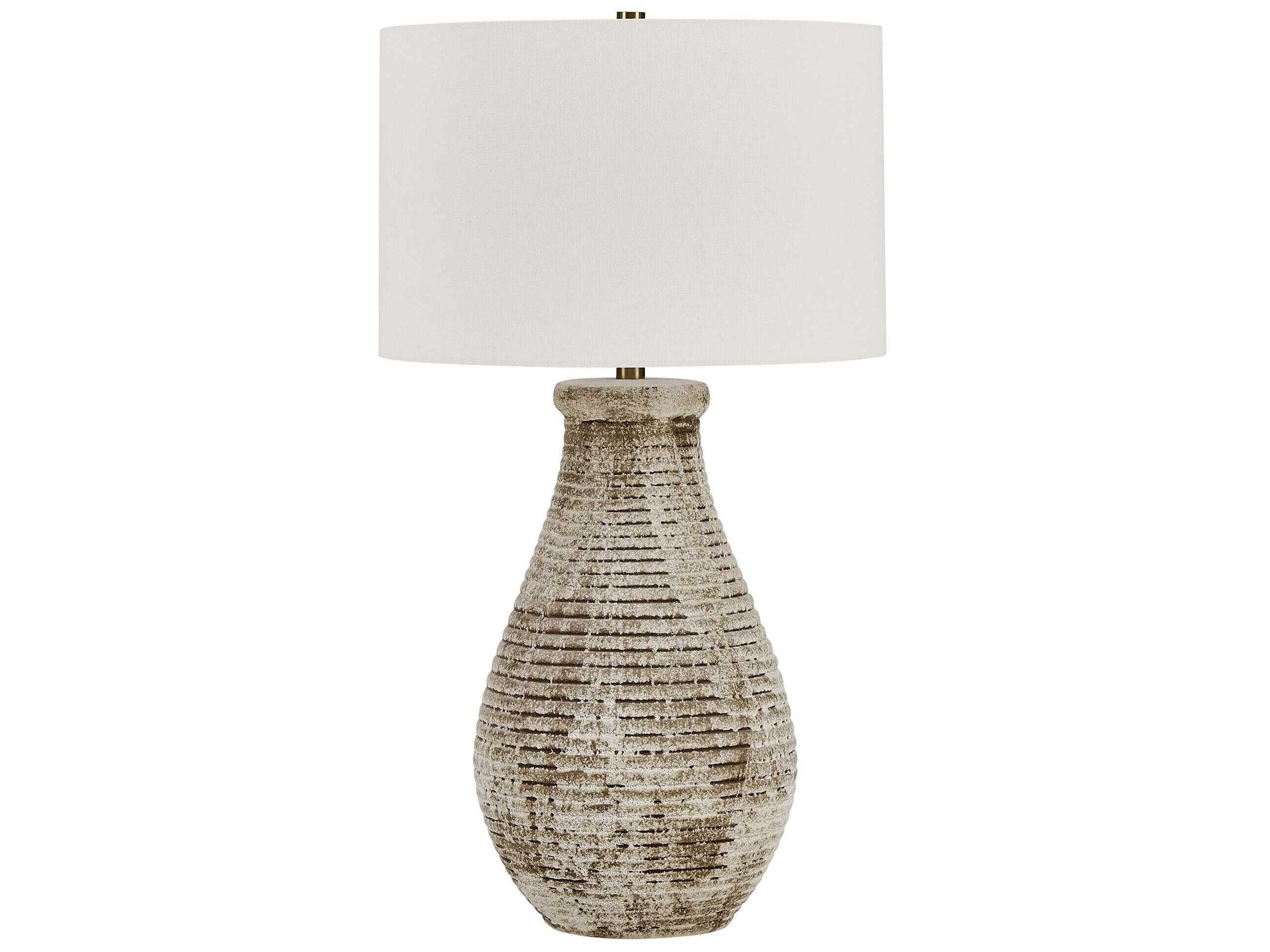 Uttermost Dorothea Aged Stone Gray Drum With Liner Buffet Lamp