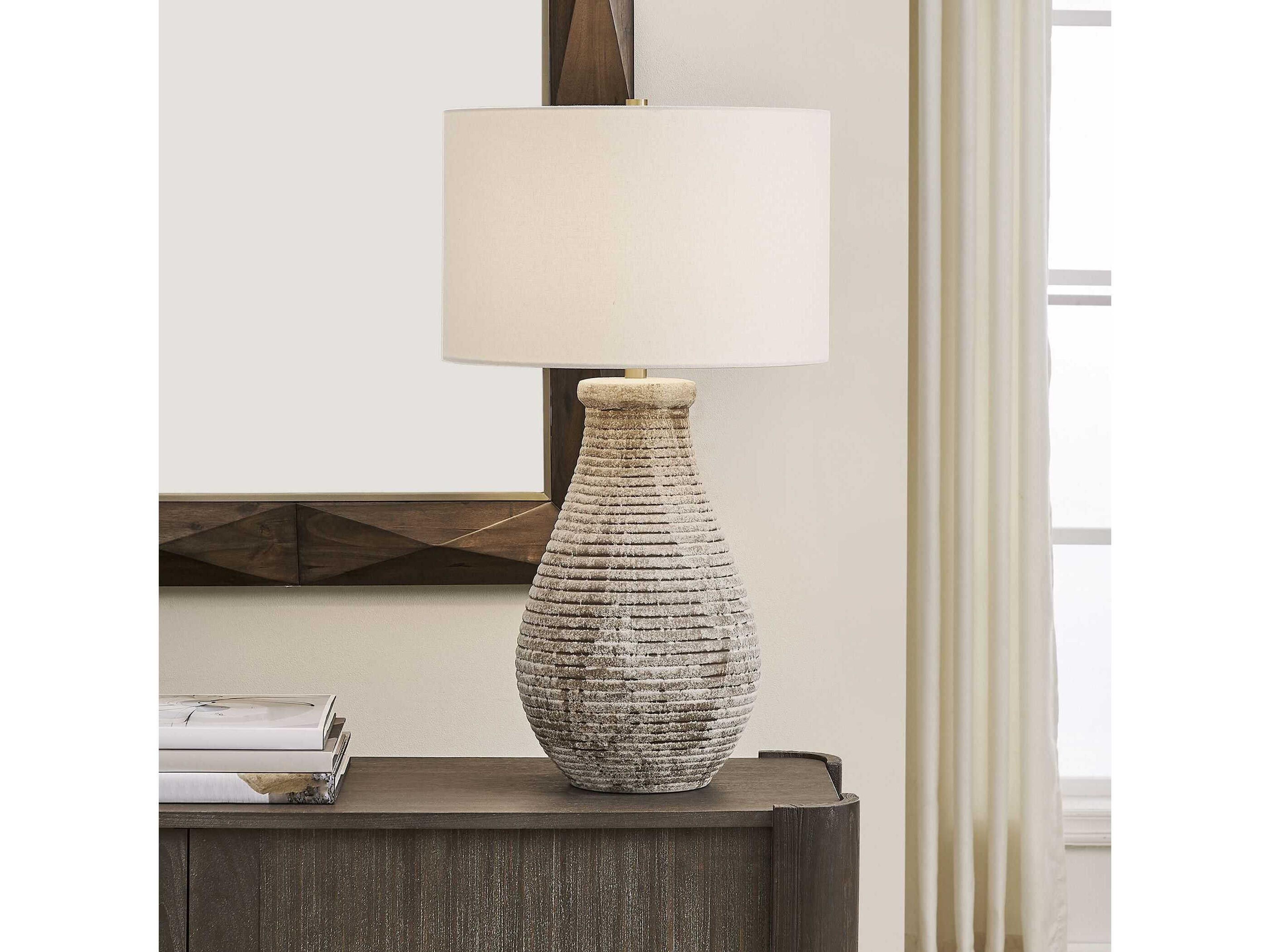 Uttermost Dorothea Aged Stone Gray Drum With Liner Buffet Lamp