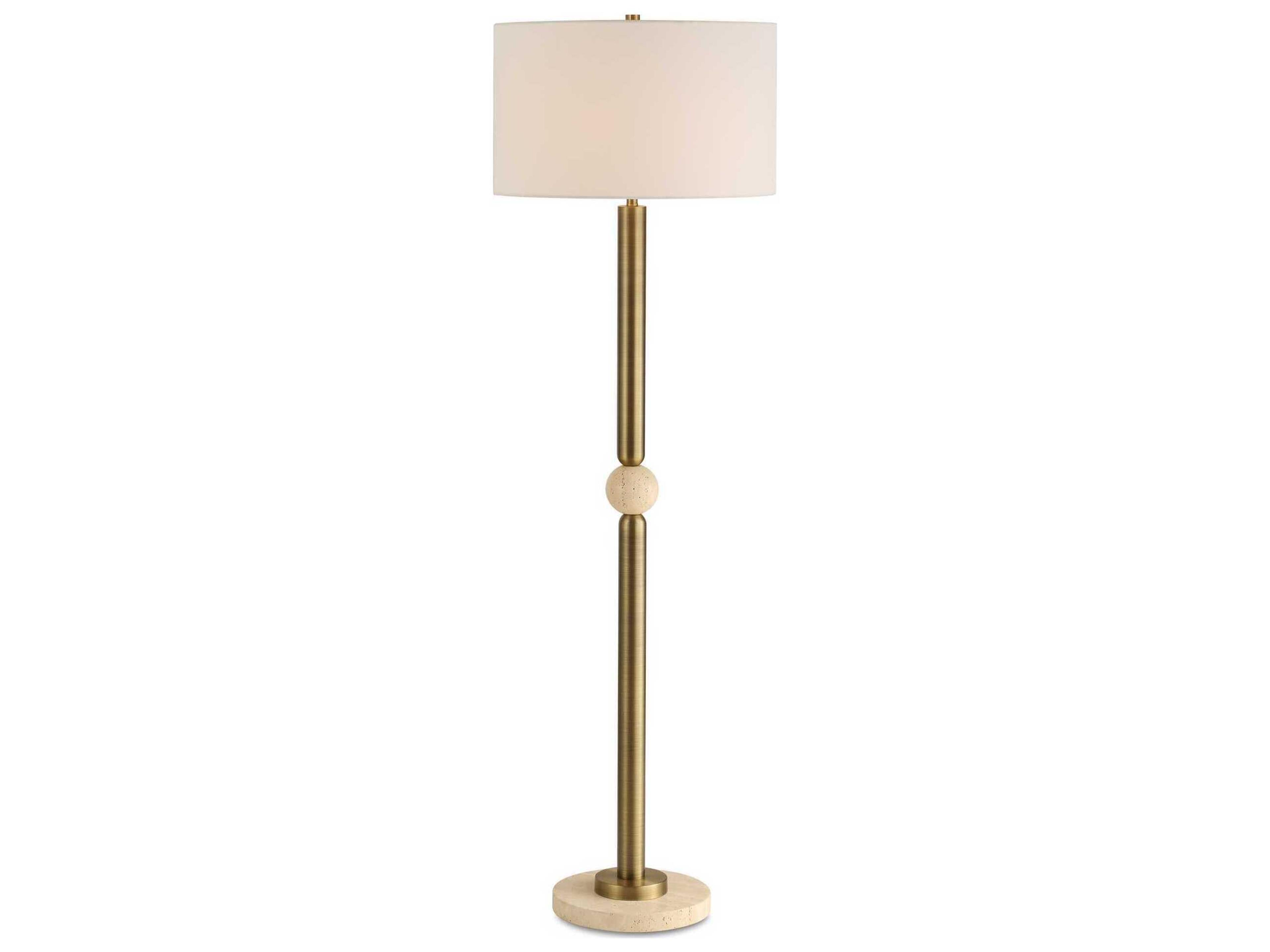 Hudson Brass Gold Round Drum Hardback Floor Lamp